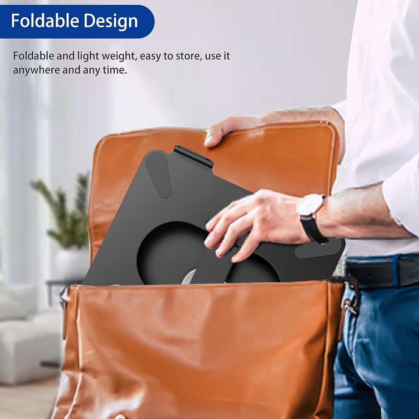 LSX7 Ergonomic Laptop Stand with 360° Rotating Base, Adjustable Riser for 10-15.6" Laptops, (Black)