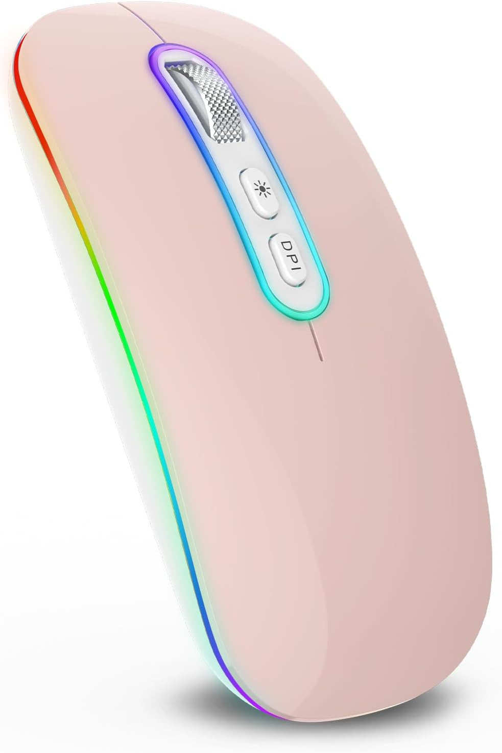 Slim Rechargeable Wireless Bluetooth Mouse with Dual Mode (BT 5.1 + 2.4G) - Portable Silent Cordless Mouse