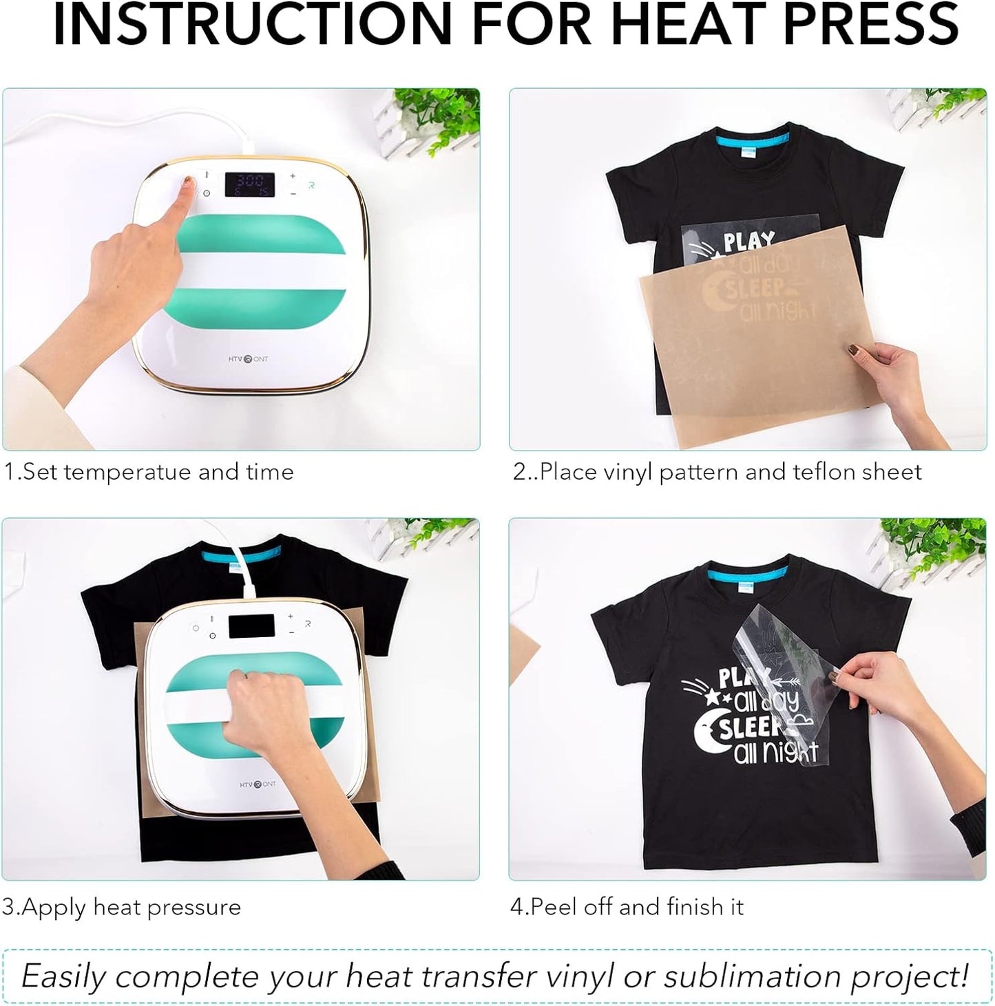 Heat Press Machine for T-Shirts, Portable Heat Press 10"X10", Iron Press for Sublimation HTV Vinyl, Heating Transfer Projects