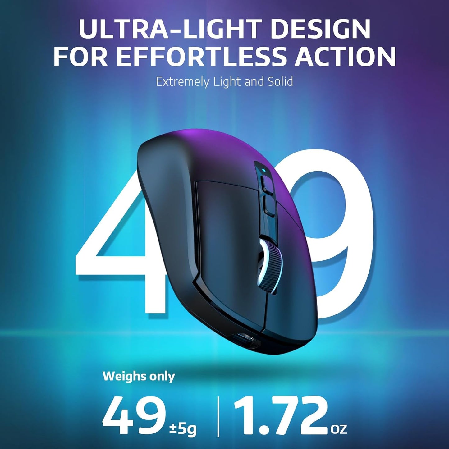 Ultra-Lightweight Wireless Gaming Mouse with Magnetic RGB Charging Dock, Dual Connectivity (Bluetooth/2.4GHz), Pixart PAW3395 Sensor, 26000 DPI, (Black)