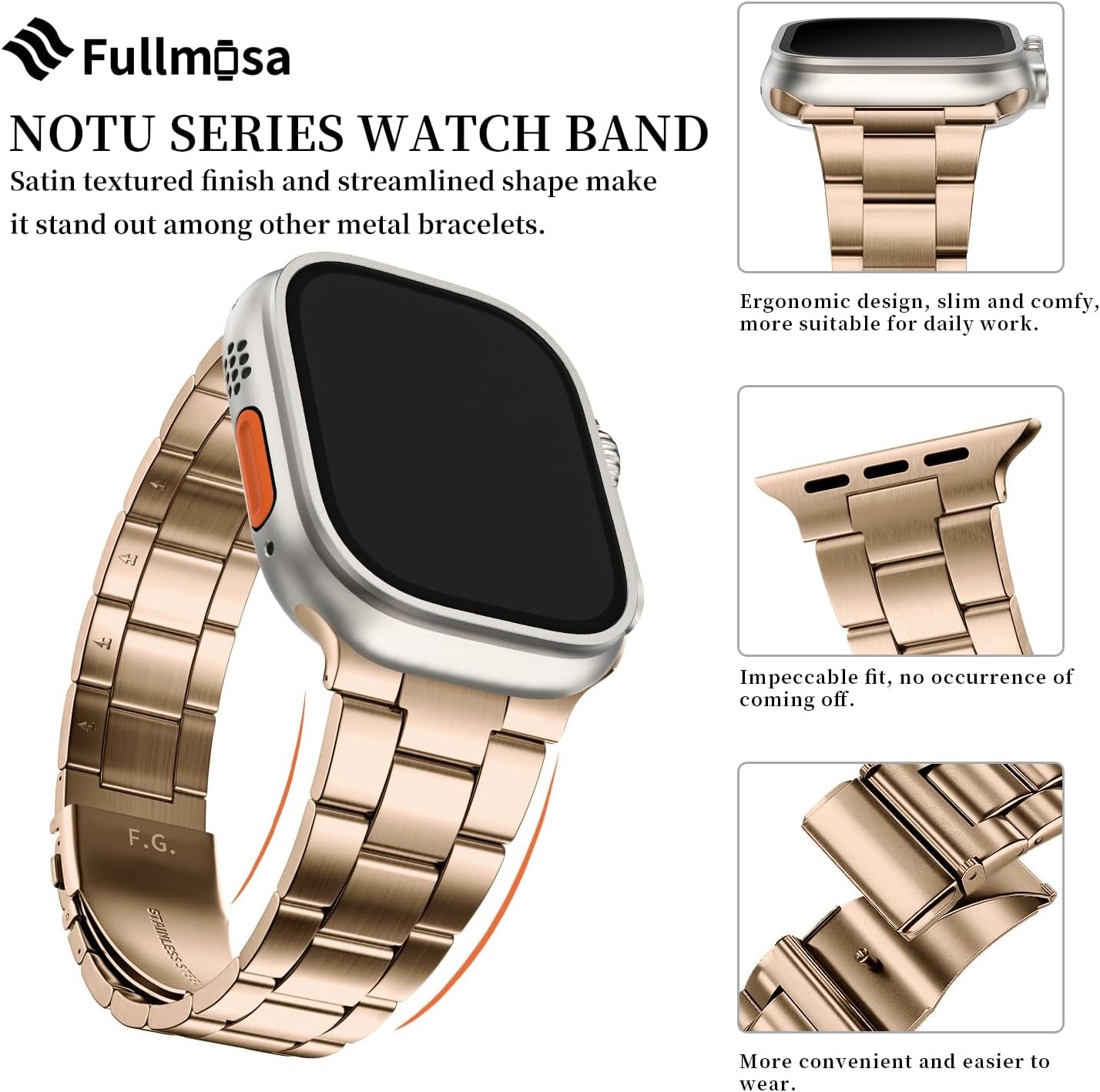 Stainless Steel Apple Watch Band with Case - Compatible with 38mm to 45mm Models, Including Ultra 2 and Series 1-9