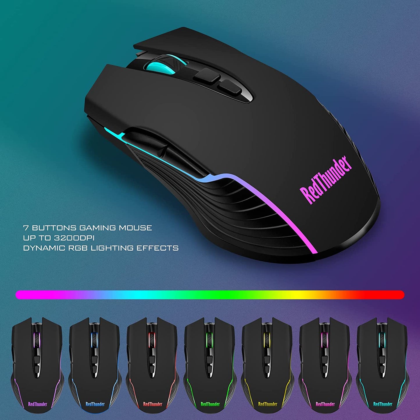 Wireless Gaming Keyboard and Mouse Set with LED Backlighting, Rechargeable 3800mAh Battery, Mechanical Feel (Black)