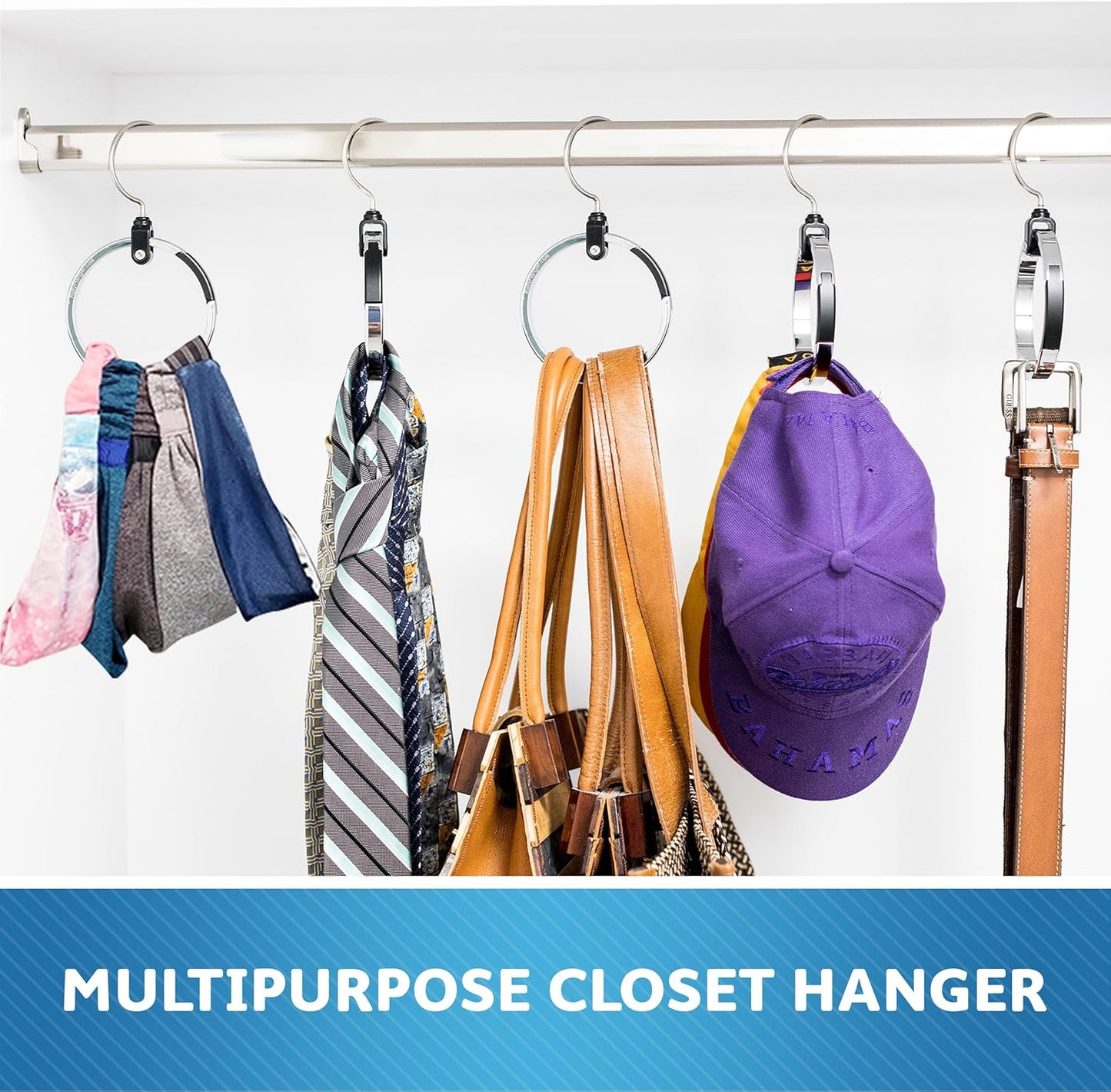 Multipurpose Closet Hanger Organizer - Efficient Space Saver for Belts, Hats, Ties, Scarves, Purses, and More