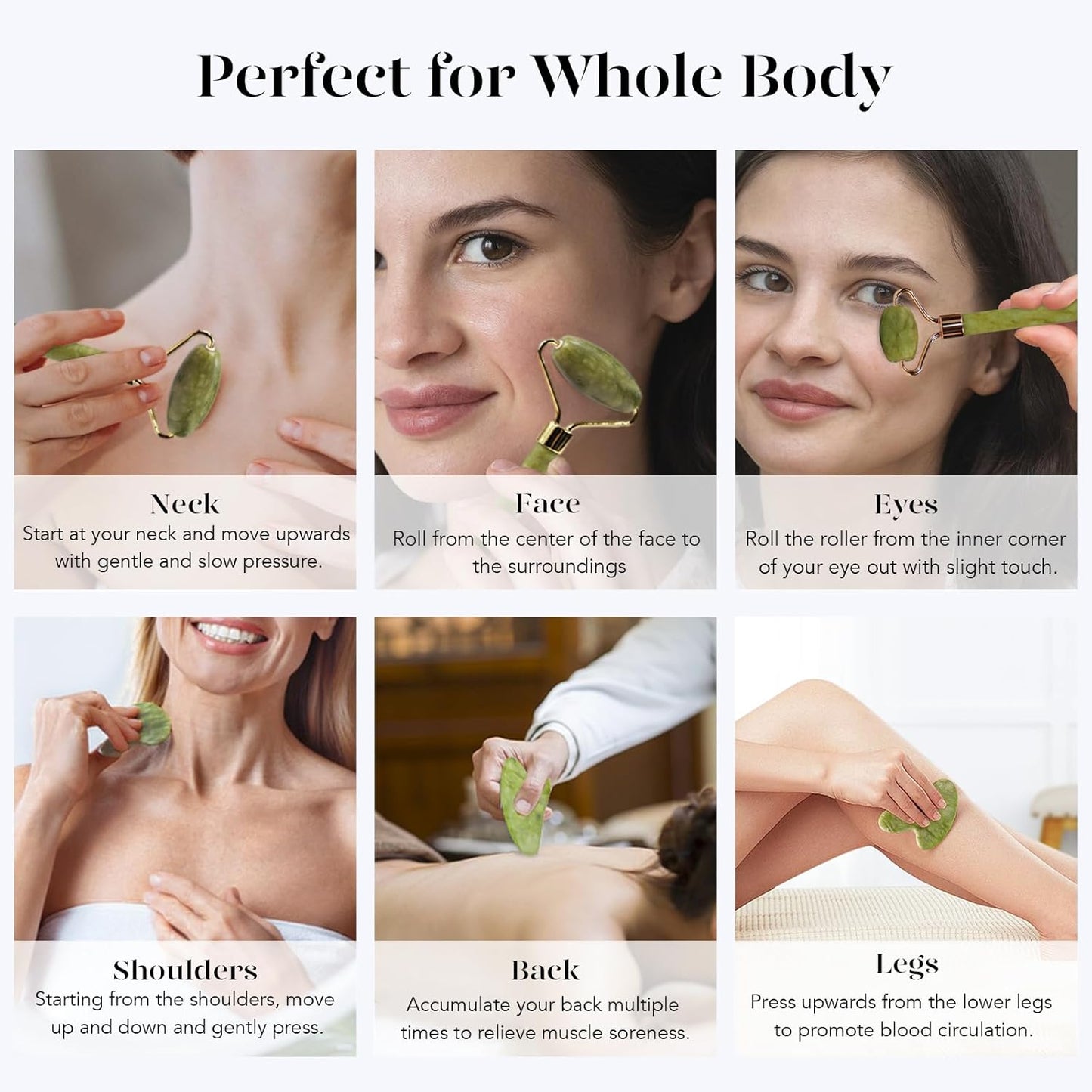 Gua Sha Facial Tool and Jade Roller Set for Anti-Aging, Puffiness Reduction, and Skin Tightening - Self-Care Gift for Men and Women - Crafted from Xiuyan Jade