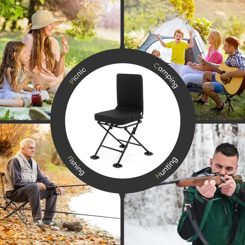Swivel Folding Chair with Ergonomic Backrest and Padded Cushioning