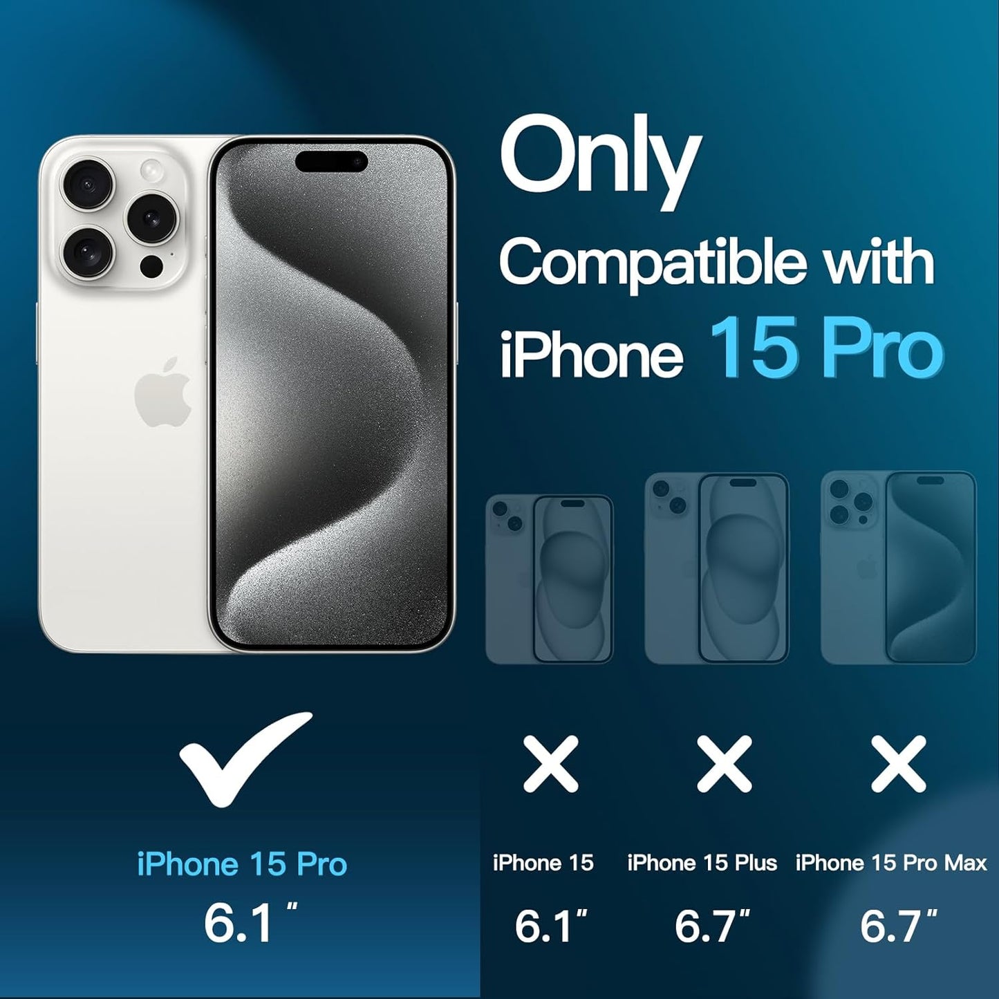 Full Coverage Screen Protector for iPhone 15 Pro (6.1-Inch) with One-Step Alignment Tray - 2-Pack