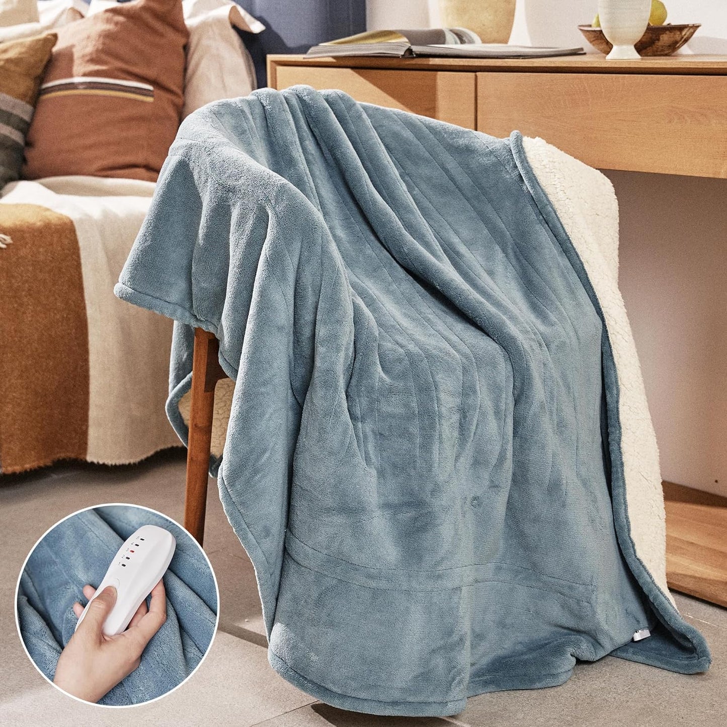 Electric Heated Blanket 50''x60'' - Soft and Comfortable Throw with 5 Heat Settings, 3-Hour Auto Shut-Off, ETL & FCC Certified, Machine Washable (Yellow)