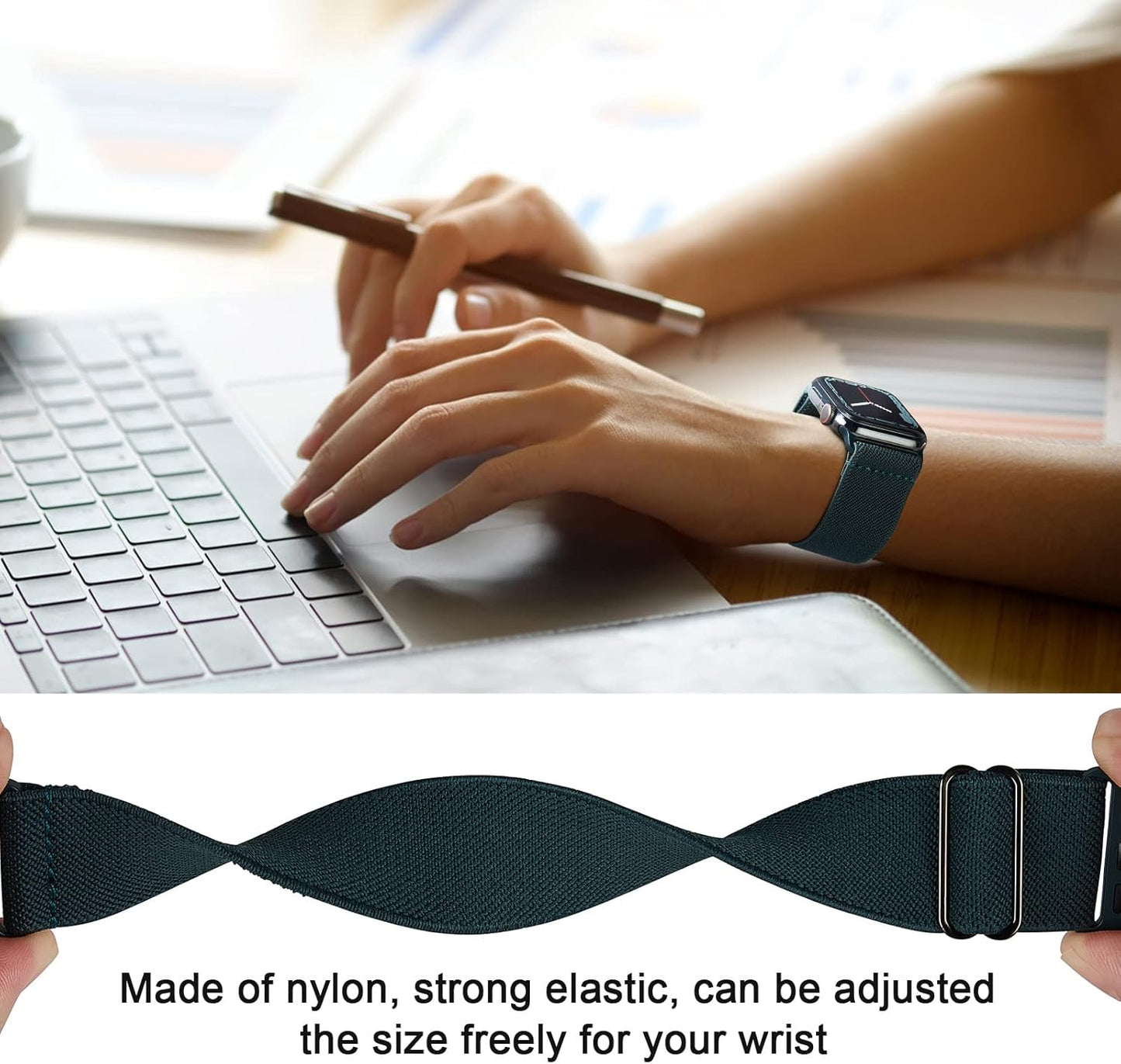 Stretchy Solo Loop Bands Compatible with Apple Watch Band 38Mm 40Mm 41Mm 42Mm, Braided Elastic Nylon Women Men Straps for Iwatch Ultra 2, Ultra, Series 10/9/8/7/6/5/4/3/2/1/SE