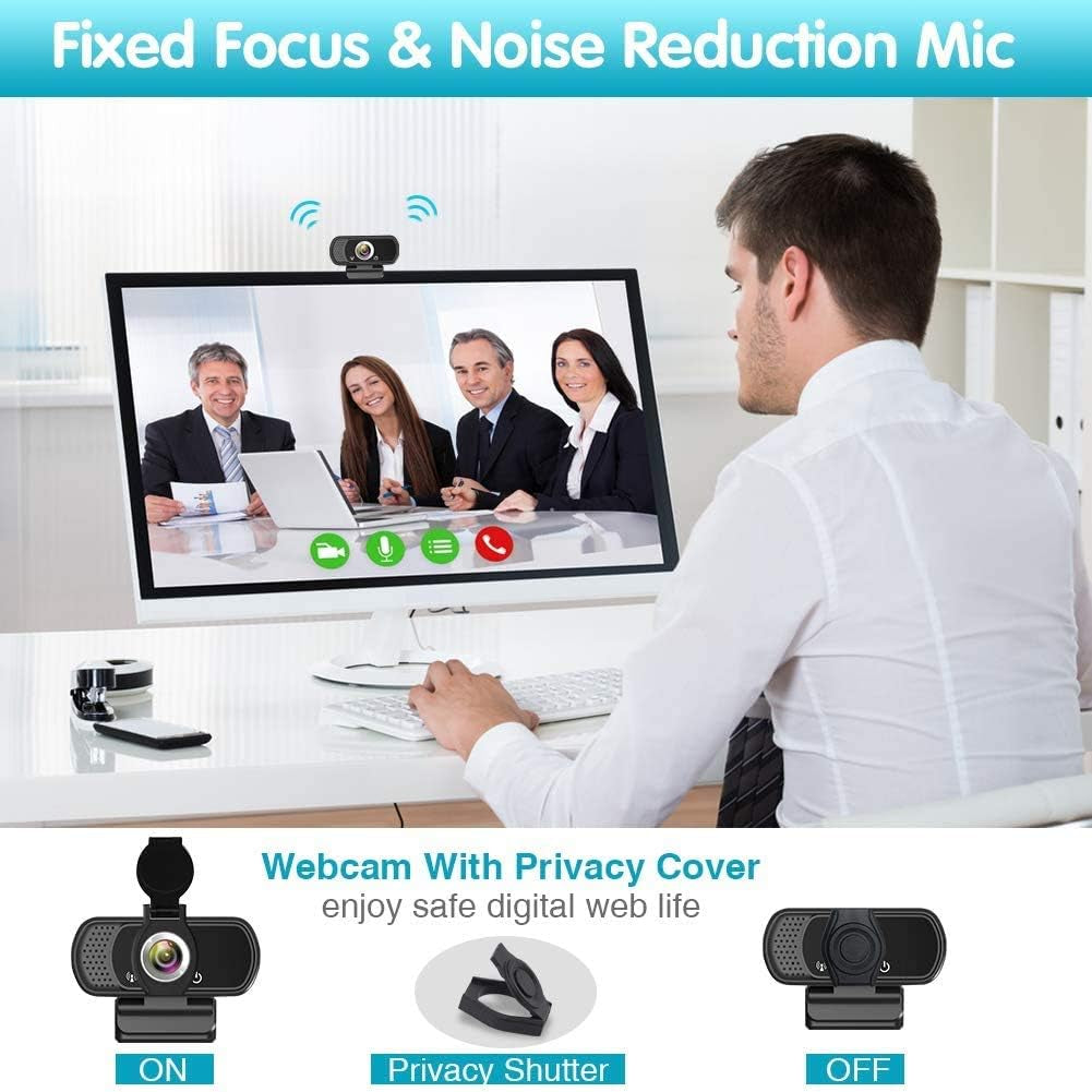 1080P HD Webcam with Stereo Microphone for Video Conferencing, Streaming, and Gaming - 110 Degree Wide Angle USB Camera