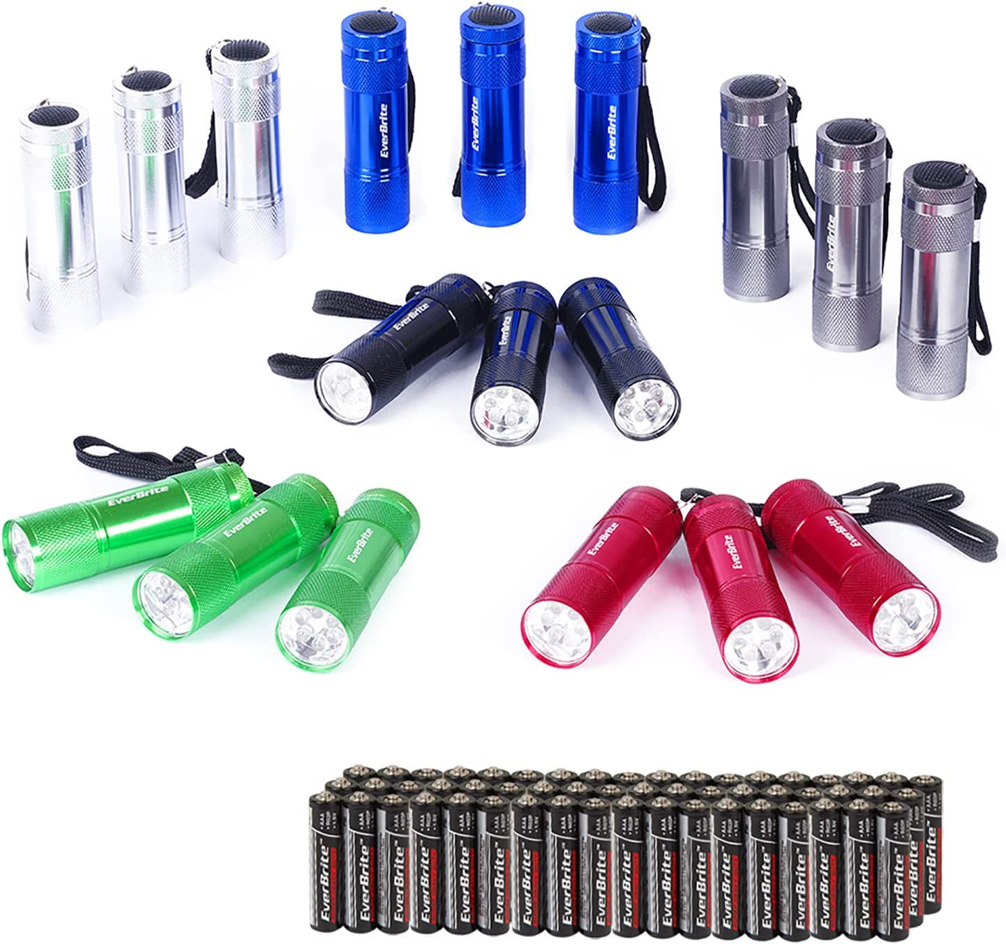18-Pack Mini Aluminum LED Keychain Flashlight Set with Lanyard and Batteries Included