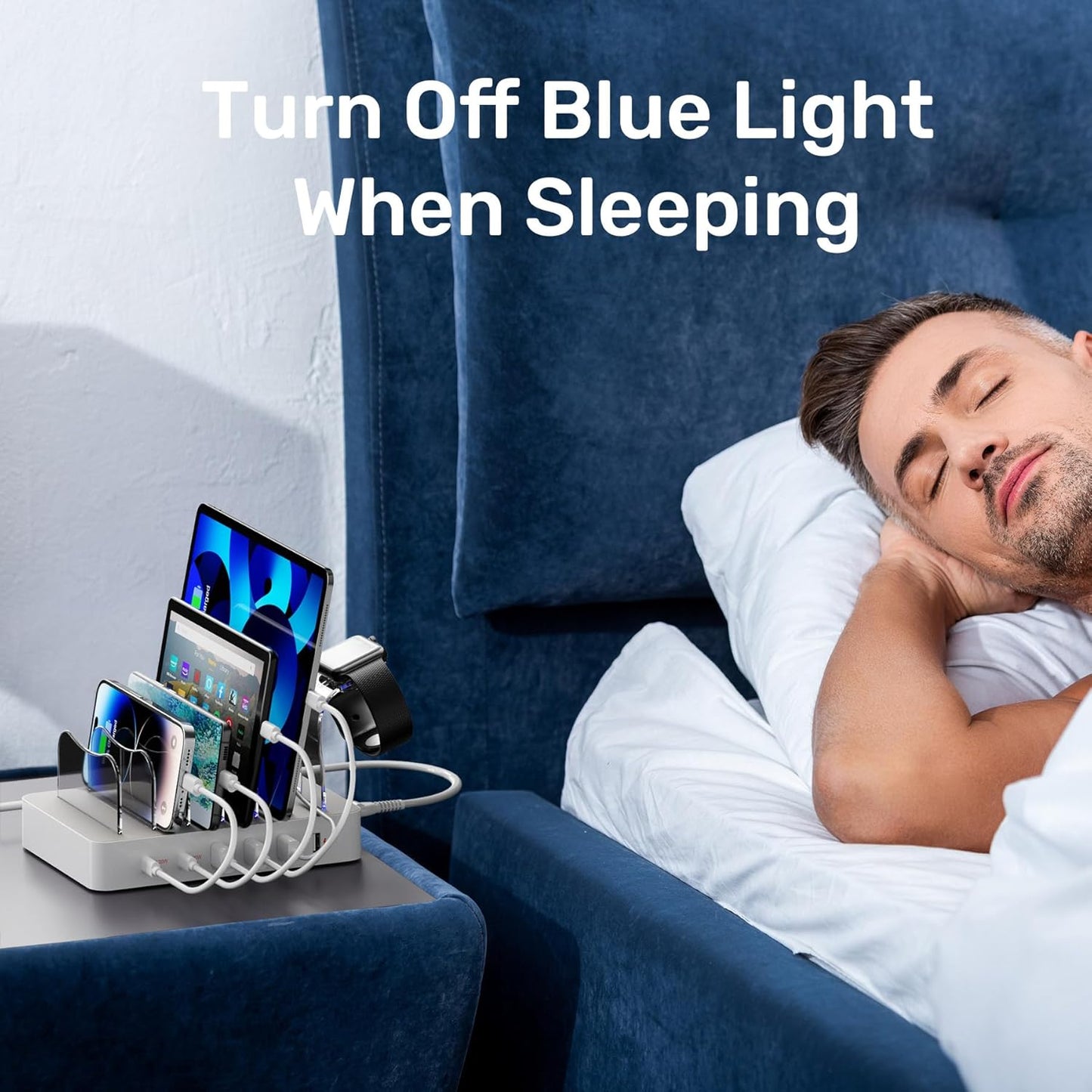 Fast USB Charging Station - 6 Port USB C Charging Dock with 2 PD 20W, Multiple Devices Charging Station Organizer