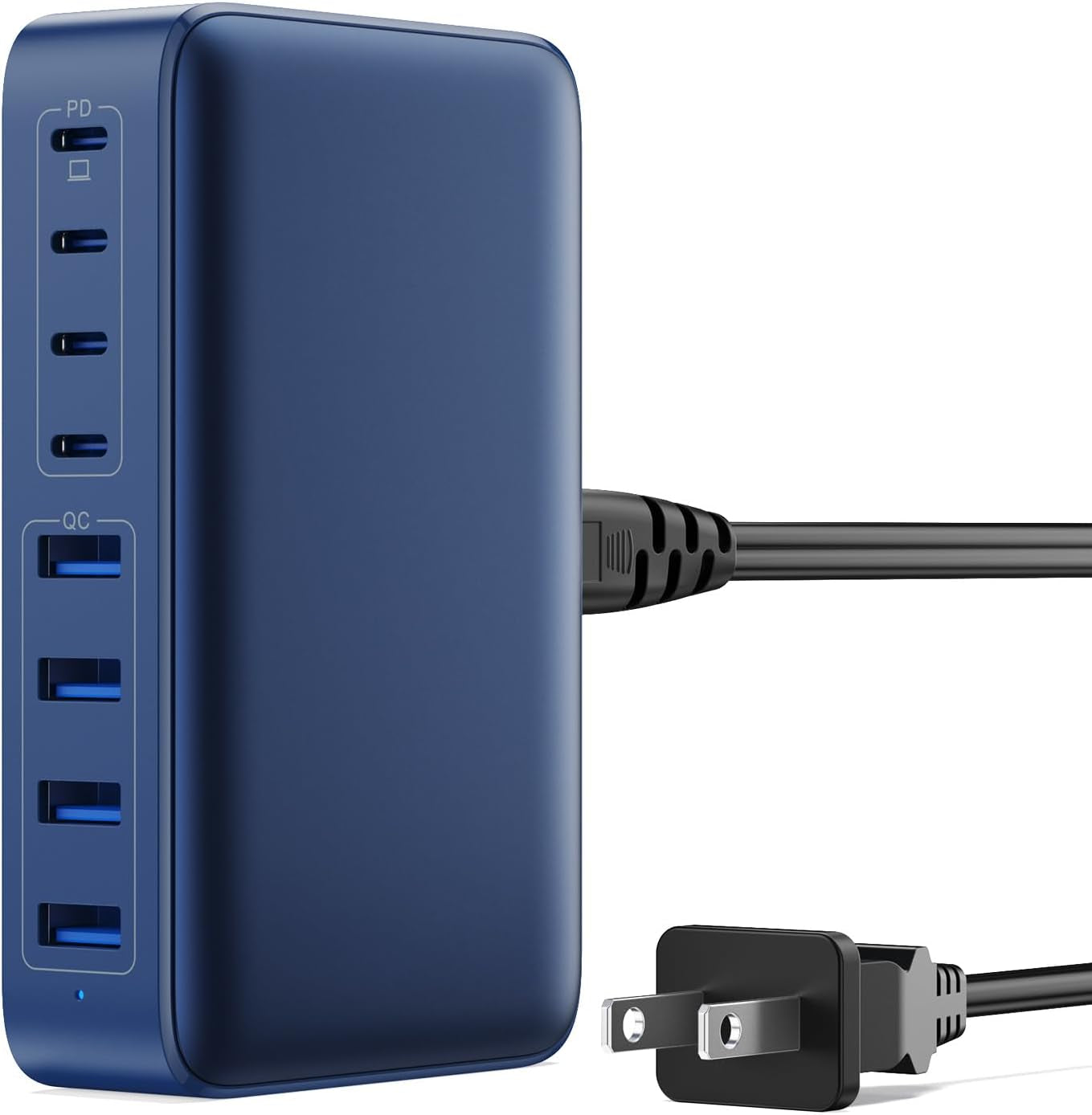 200W USB-C Fast Charging Station with 8 Ports, GaN III Technology, 65W Laptop Charger Adapter - Black