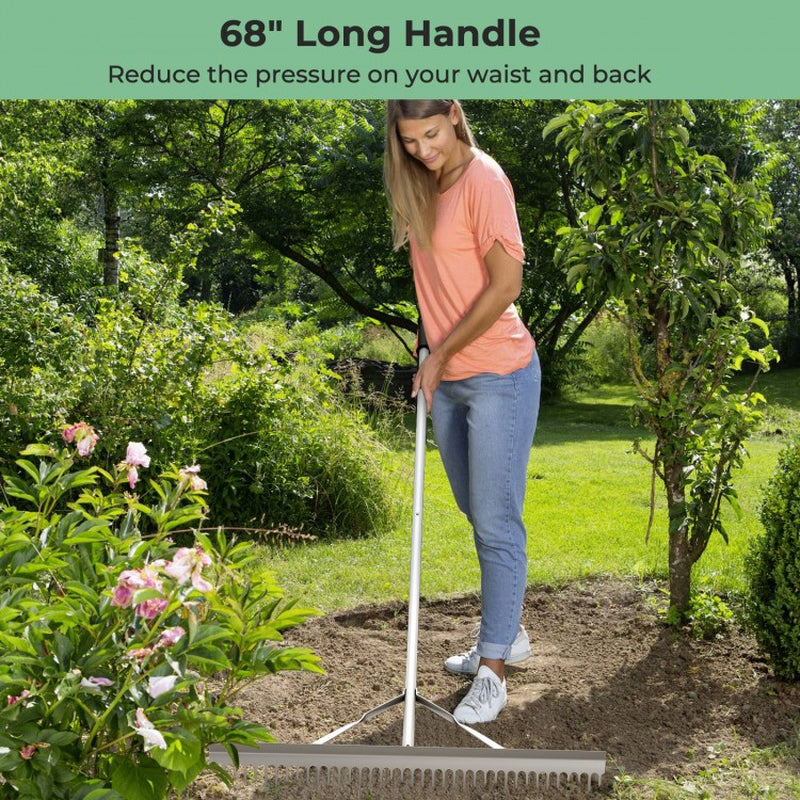 Professional Aluminum Rake with 36-Inch Wide Head and 68-Inch Handle