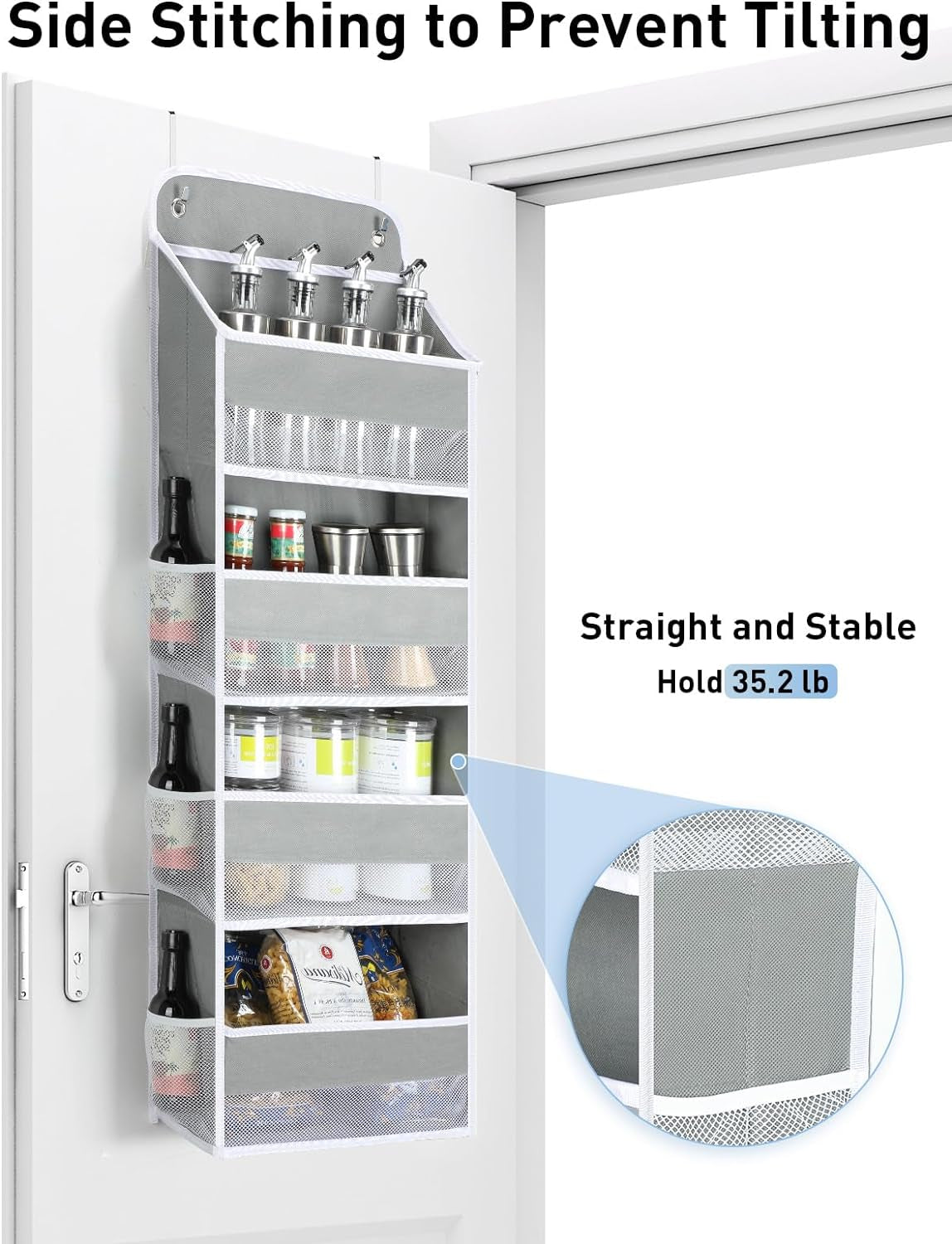 Over-the-Door Organizer for Nursery: Heavy-Duty Diaper Storage with 4 Large Pockets and 6 Mesh Pockets, Supports Up to 35.2 lbs