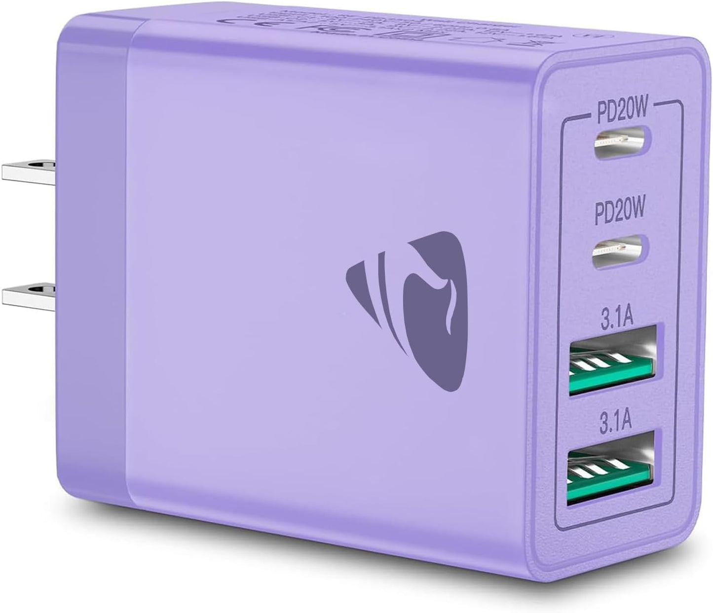 40W Dual USB-C Wall Charger - Fast Charging Power Adapter with PD and QC for iPhone and Android Devices