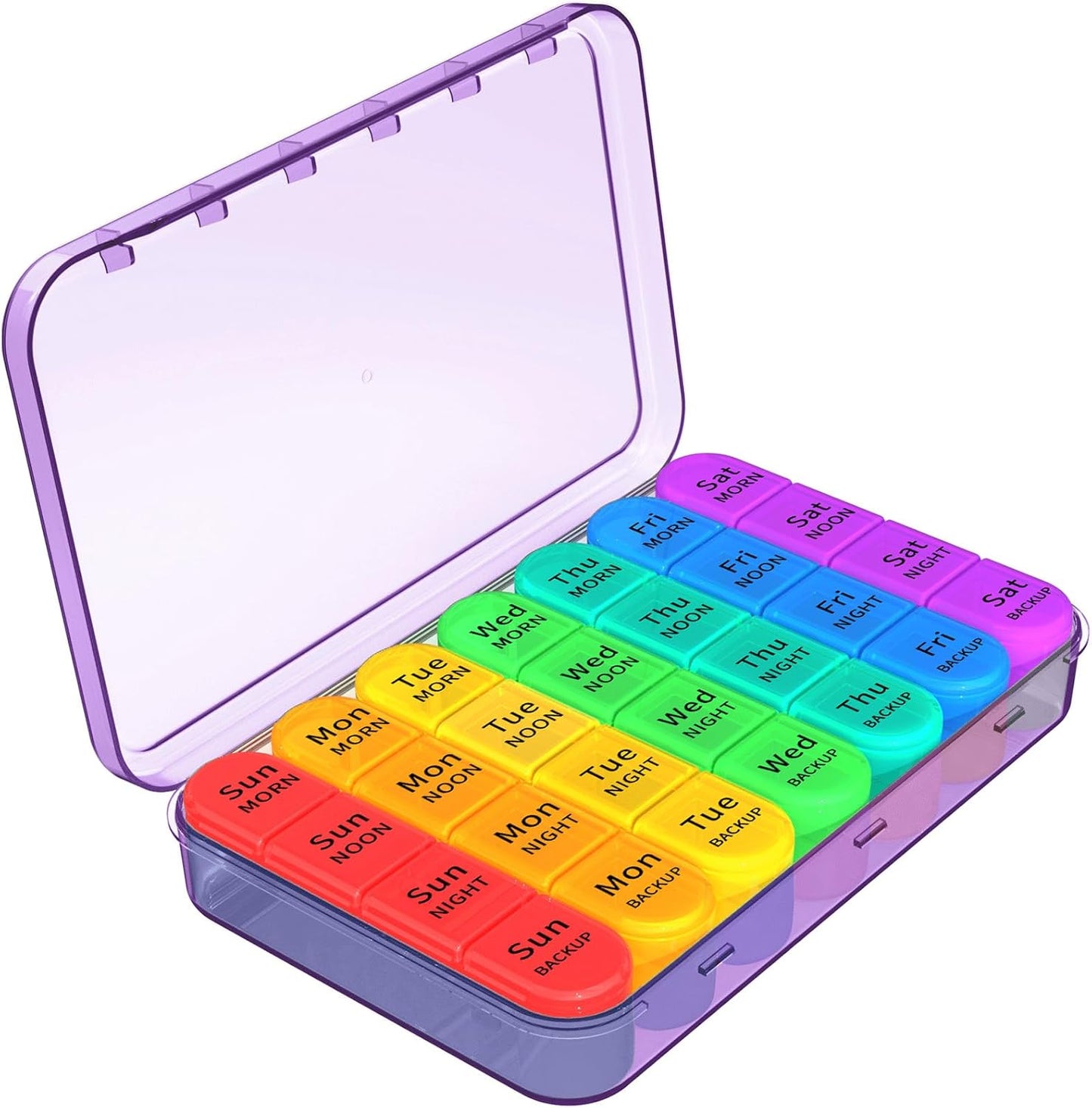 Weekly Pill Organizer with Four Compartments, 7-Day Medication Management System for Vitamins and Medications