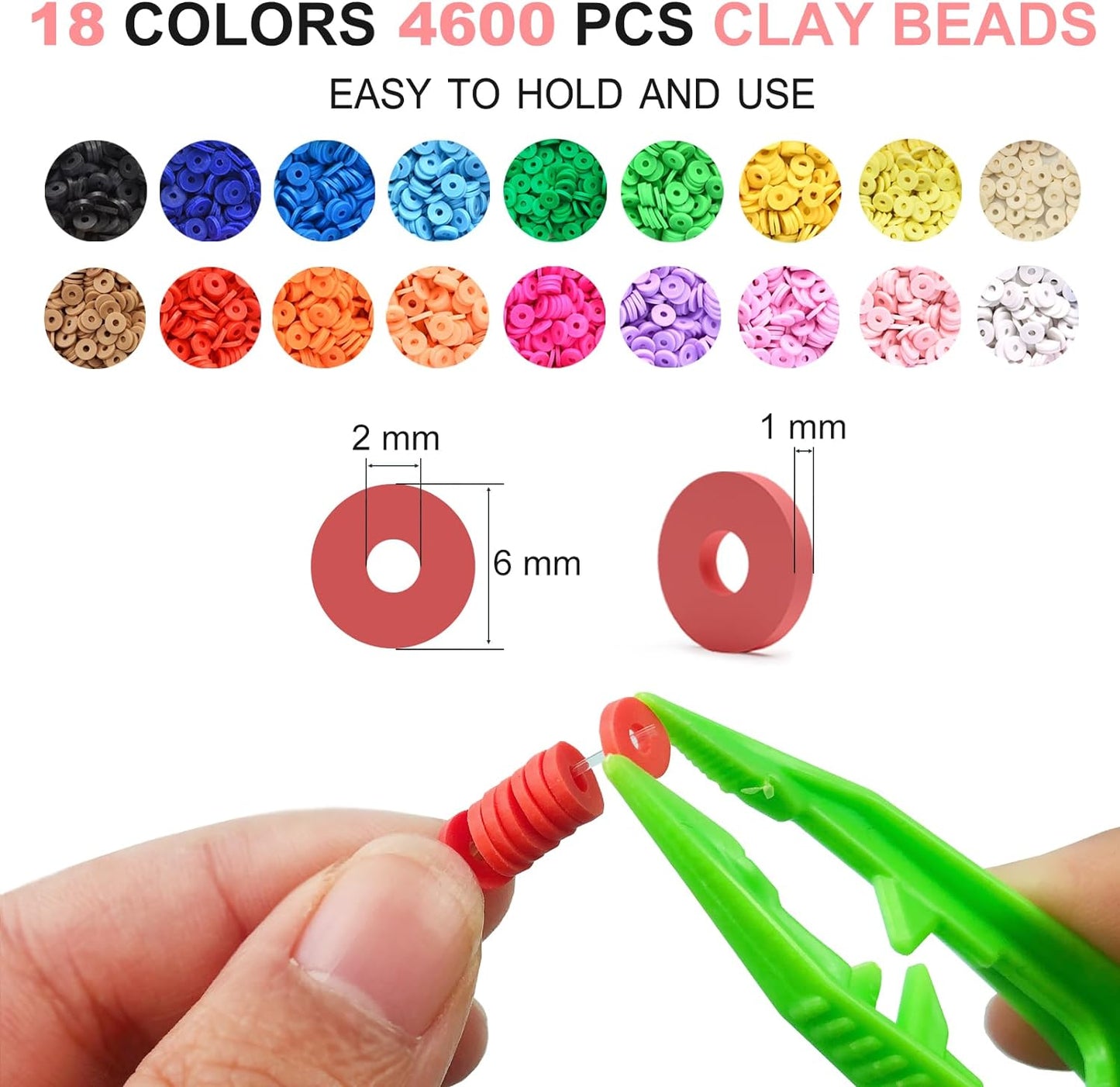 5300-Piece Clay Beads Bracelet Making Kit - Flat Preppy Beads Jewelry, Polymer Heishi Beads with Charms, Ages 8+