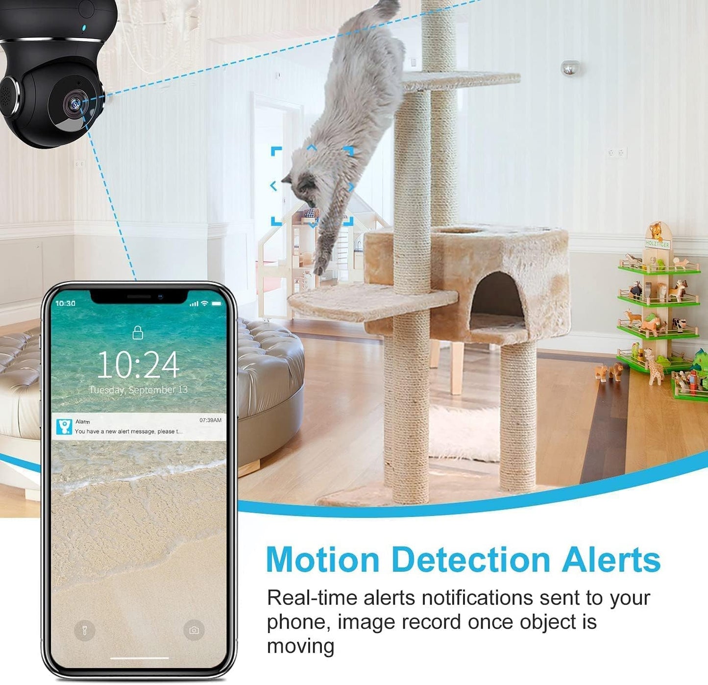 (Set of 2) 2K Indoor Security Camera System - 360° Pet Monitoring with Mobile App, Motion Detection, IR Night Vision, Two-Way Audio, Wireless Baby/Nanny Monitor, Compatible with Alexa