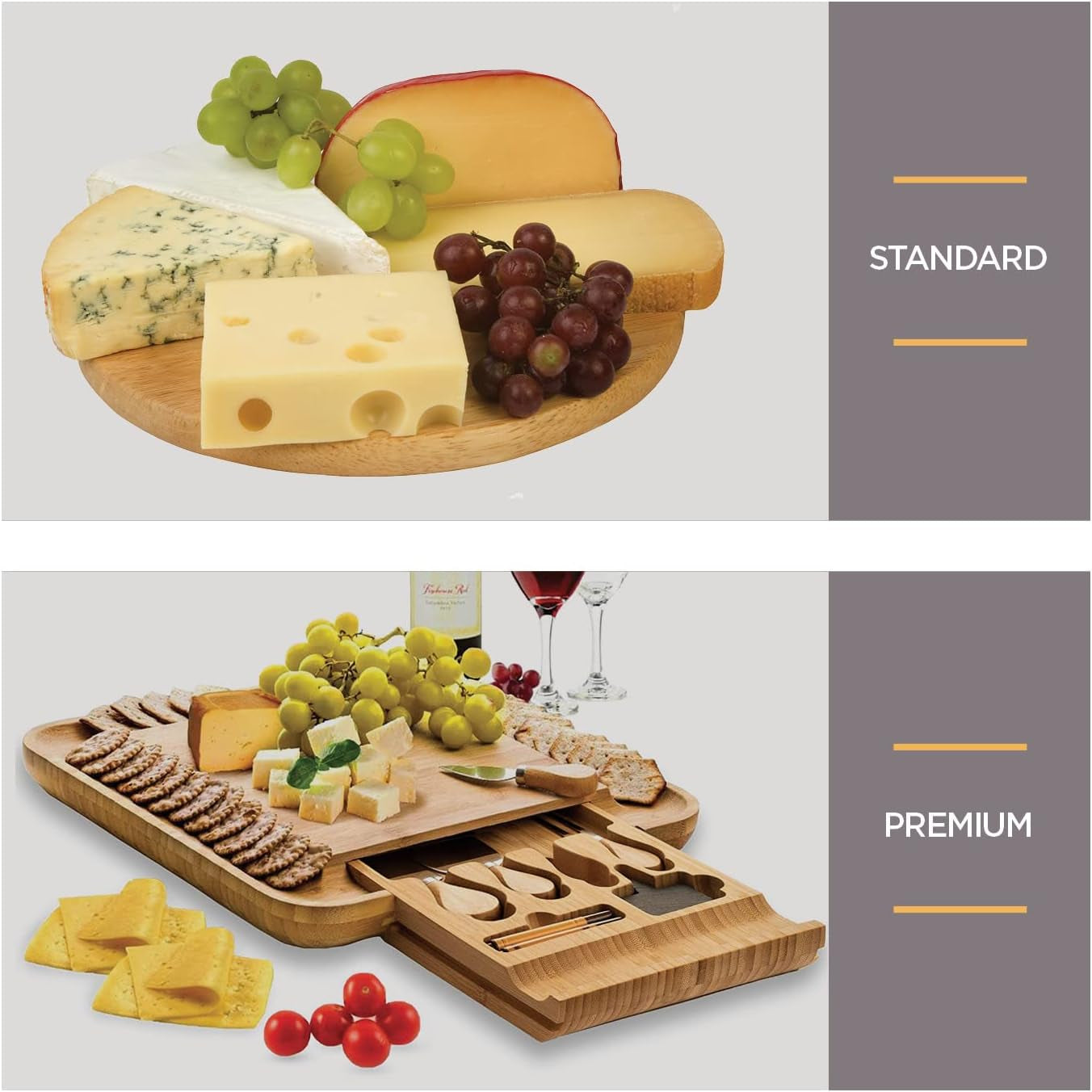 Charcuterie Board - Bamboo Cheese Board and Charcuterie Boards Gift Set with Knife for Entertaining, Bridal Shower Gifts, Wedding Gifts for Couples 2025, House Warming Gifts New Home