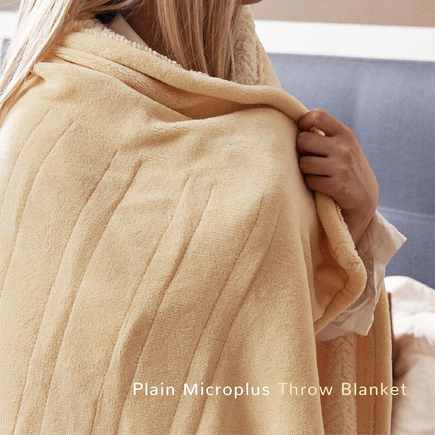 Electric Heated Blanket 50''x60'' - Soft and Comfortable Throw with 5 Heat Settings, 3-Hour Auto Shut-Off, ETL & FCC Certified, Machine Washable (Yellow)
