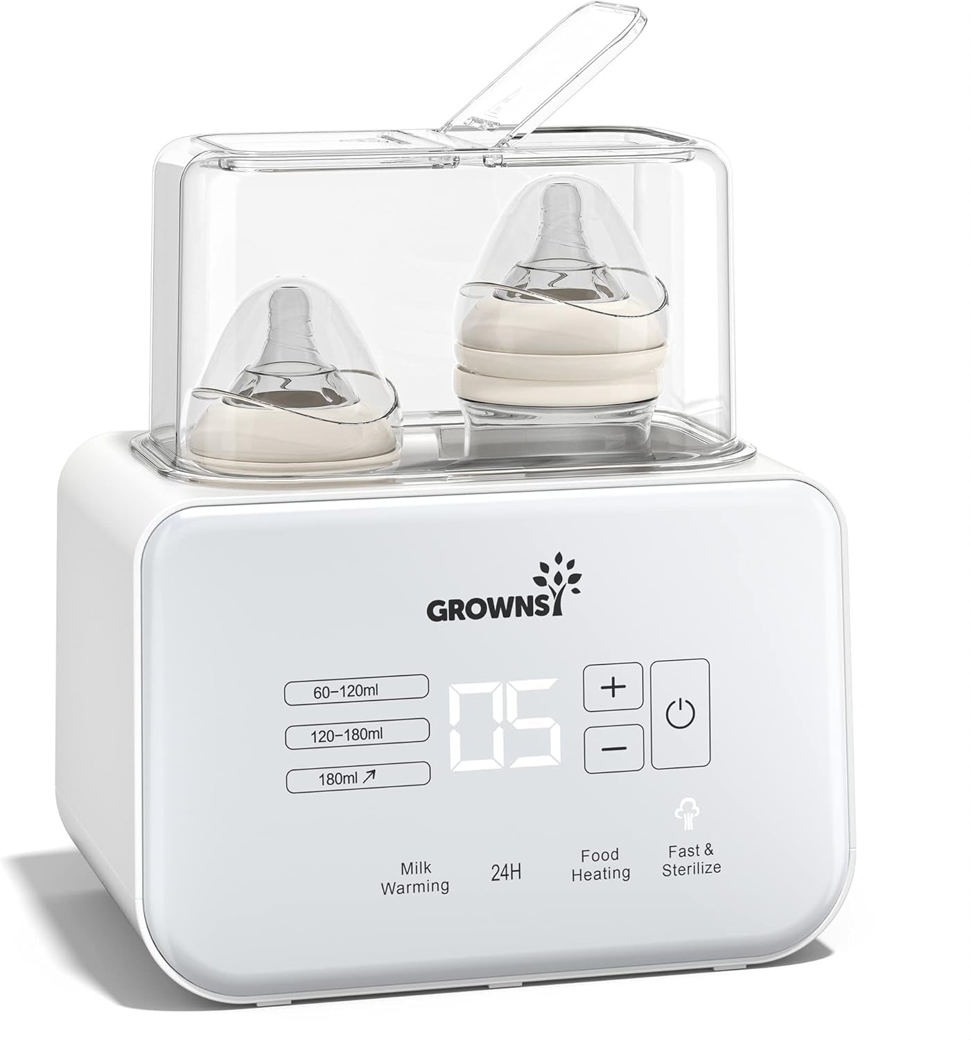 8-in-1 Fast Baby Bottle Warmer - Timer, Temperature Control, Defrost, Sterilization, Heating Functions, Accommodates Two Bottles