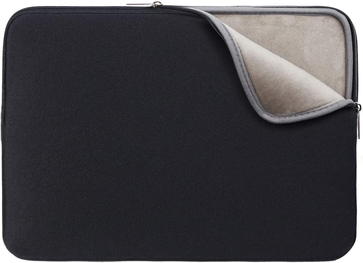 14-Inch Laptop Sleeve Case with Soft Fluffy Lining - Compatible with 14" Notebooks, Chromebooks, and Laptops (Black)