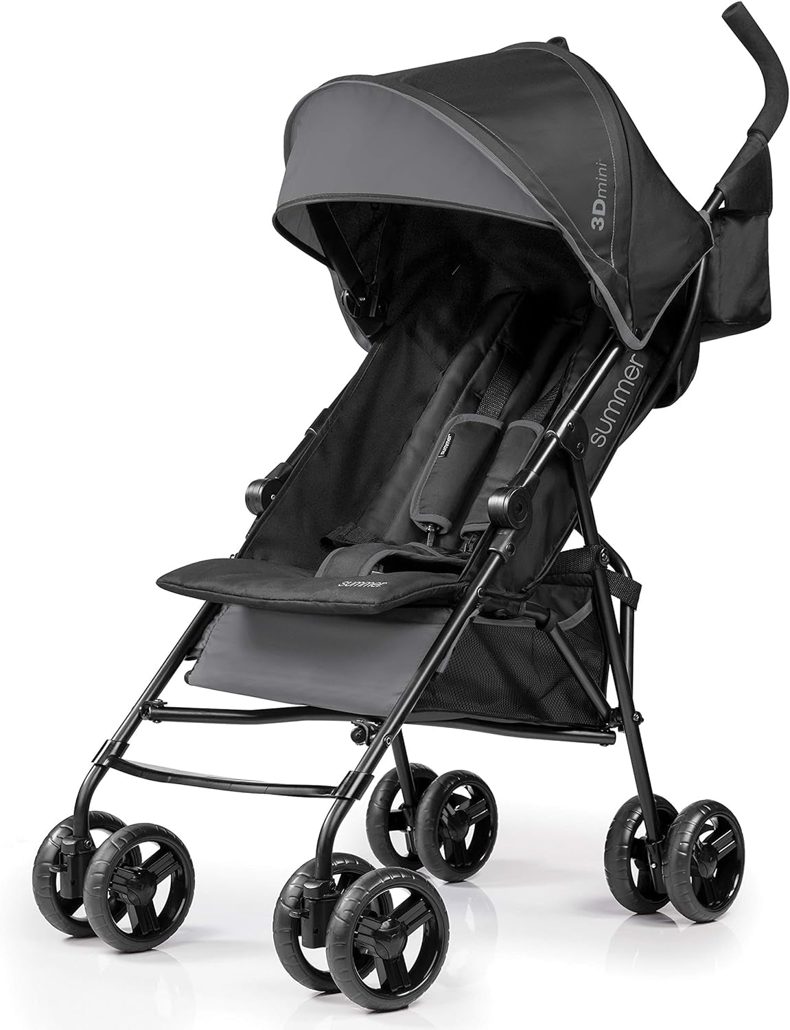 Infant 3D Mini Lightweight Stroller - Compact Fold, Multi-Position Recline, Canopy, Summer Pop-Out Sun Visor - Gray