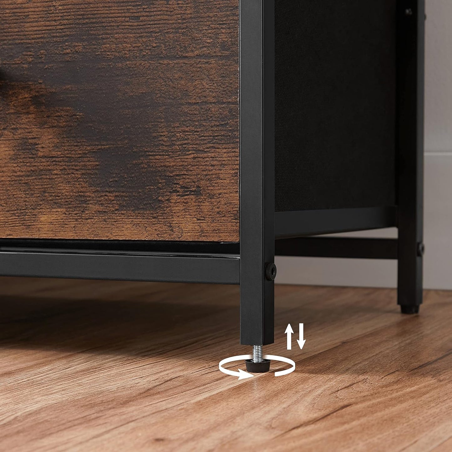 6-Drawer Bedroom Dresser with Metal Frame, Rustic Brown and Classic Black Finish