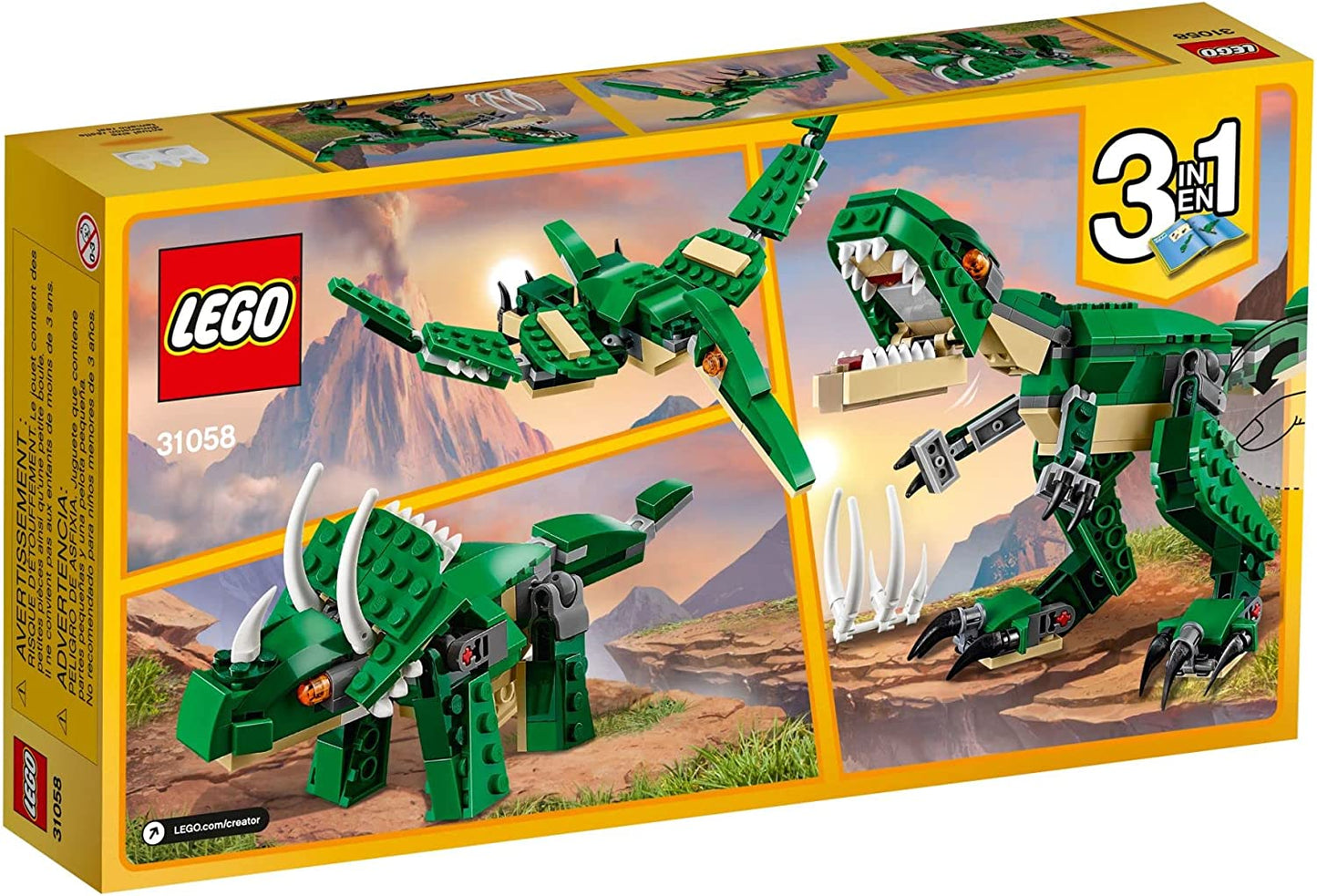 3-in-1 Transforming Dinosaur Toy Set: T. Rex, Triceratops, and Pterodactyl Figures - Ideal Gift for Children Aged 7-12, Model 31058
