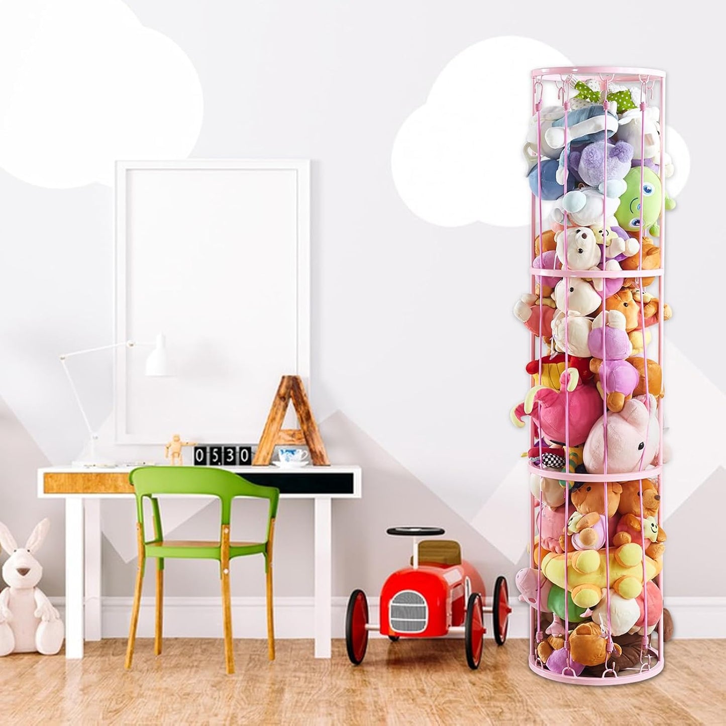 Metal Zoo Storage Holder for Stuffed Animals - Easy Installation, Durable Soft Toy Organizer Shelves Baskets Decor