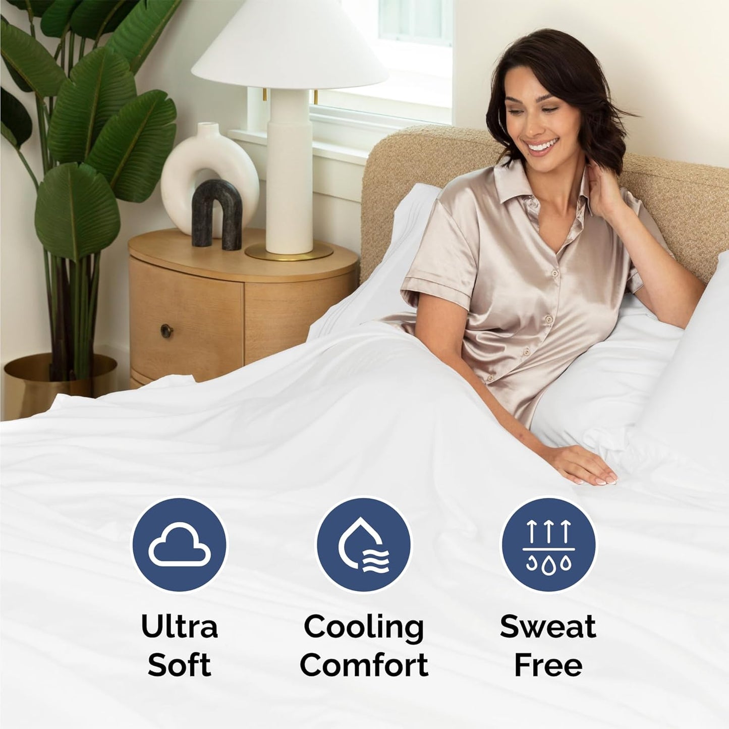 Queen Size 4-Piece Luxury Sheet Set - Breathable, Cooling, and Extra Soft - Deep Pocket, Easy-Fit, Wrinkle-Free Design - White Oeko-Tex Certified Bed Sheets