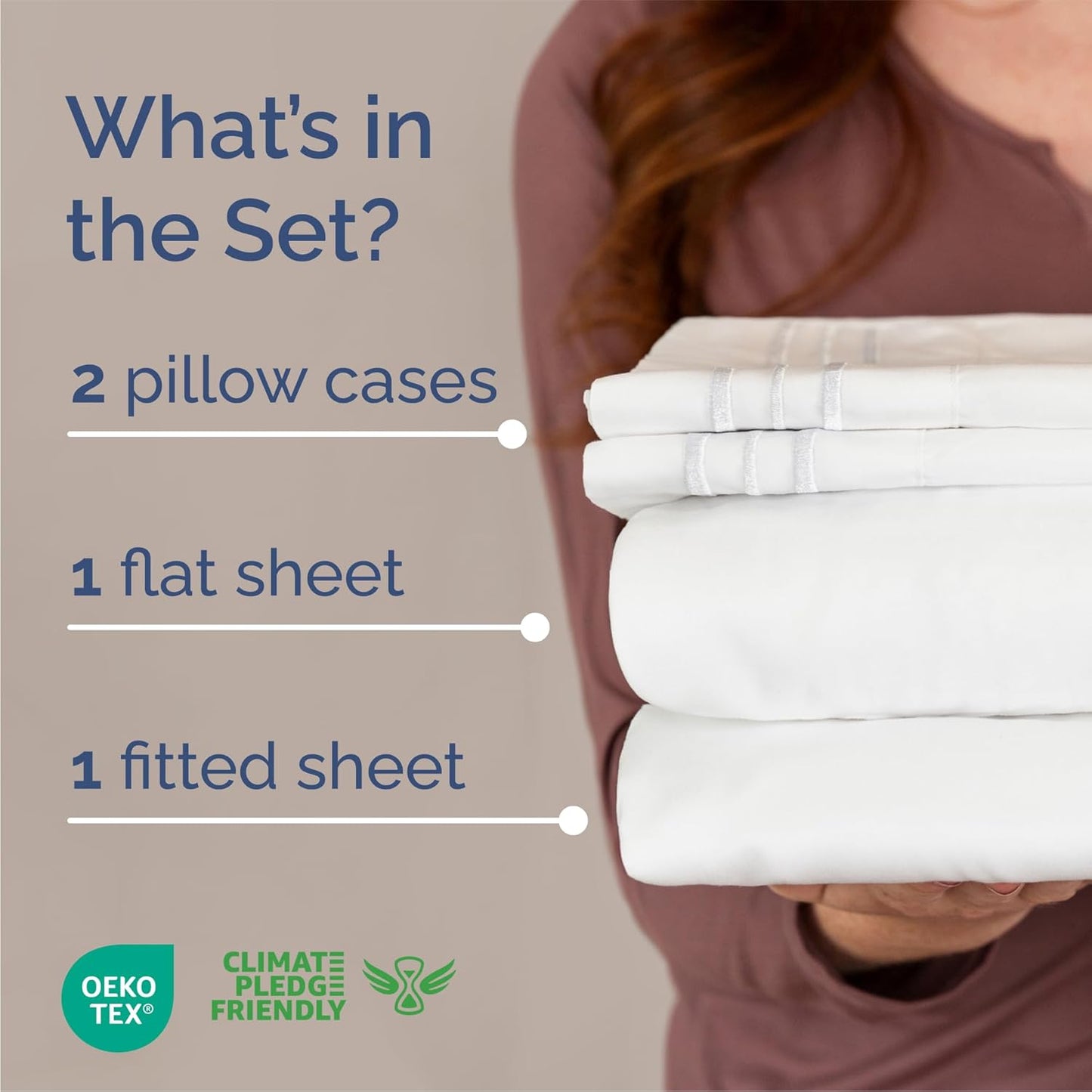 Queen Size 4-Piece Luxury Sheet Set - Breathable, Cooling, and Extra Soft - Deep Pocket, Easy-Fit, Wrinkle-Free Design - White Oeko-Tex Certified Bed Sheets