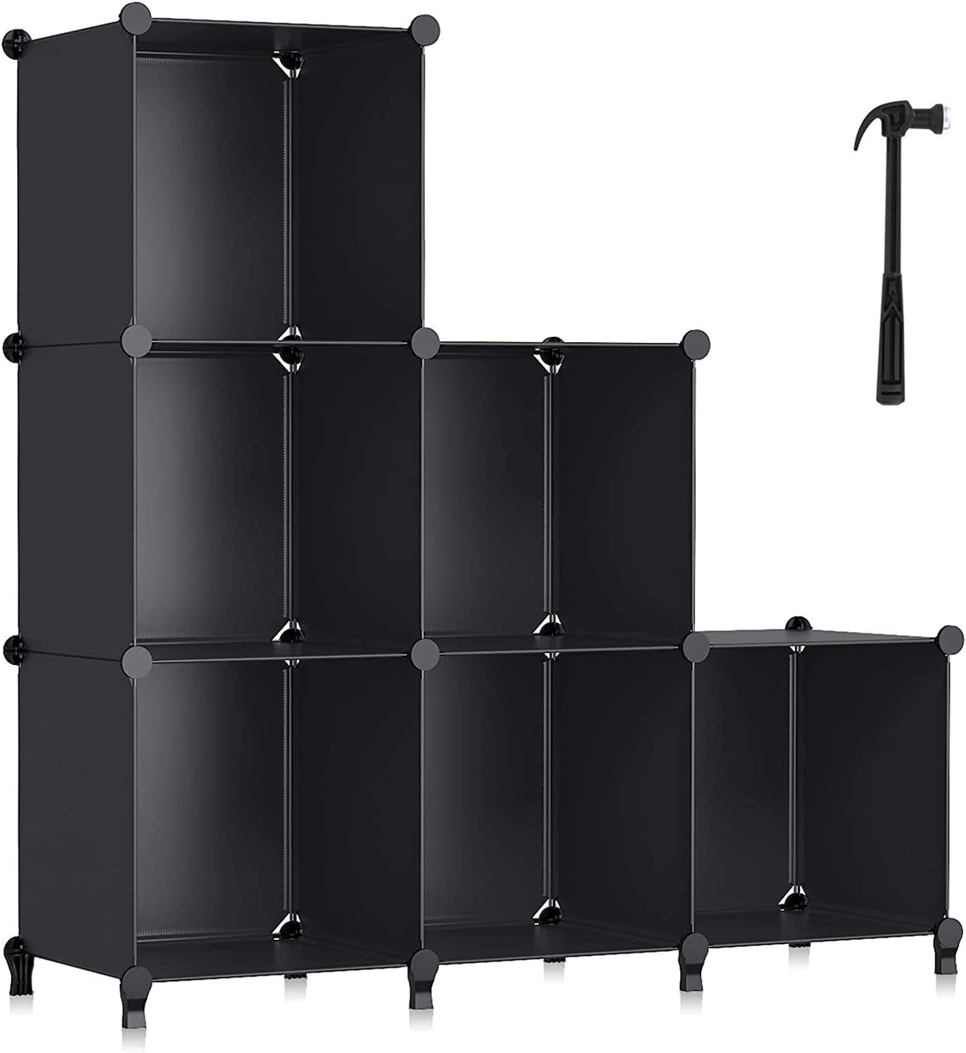 6-Cube Closet Organizer and Storage Shelf with Metal Hammer, Versatile Cabinet for Bedroom, Kitchen, and Closet, Black