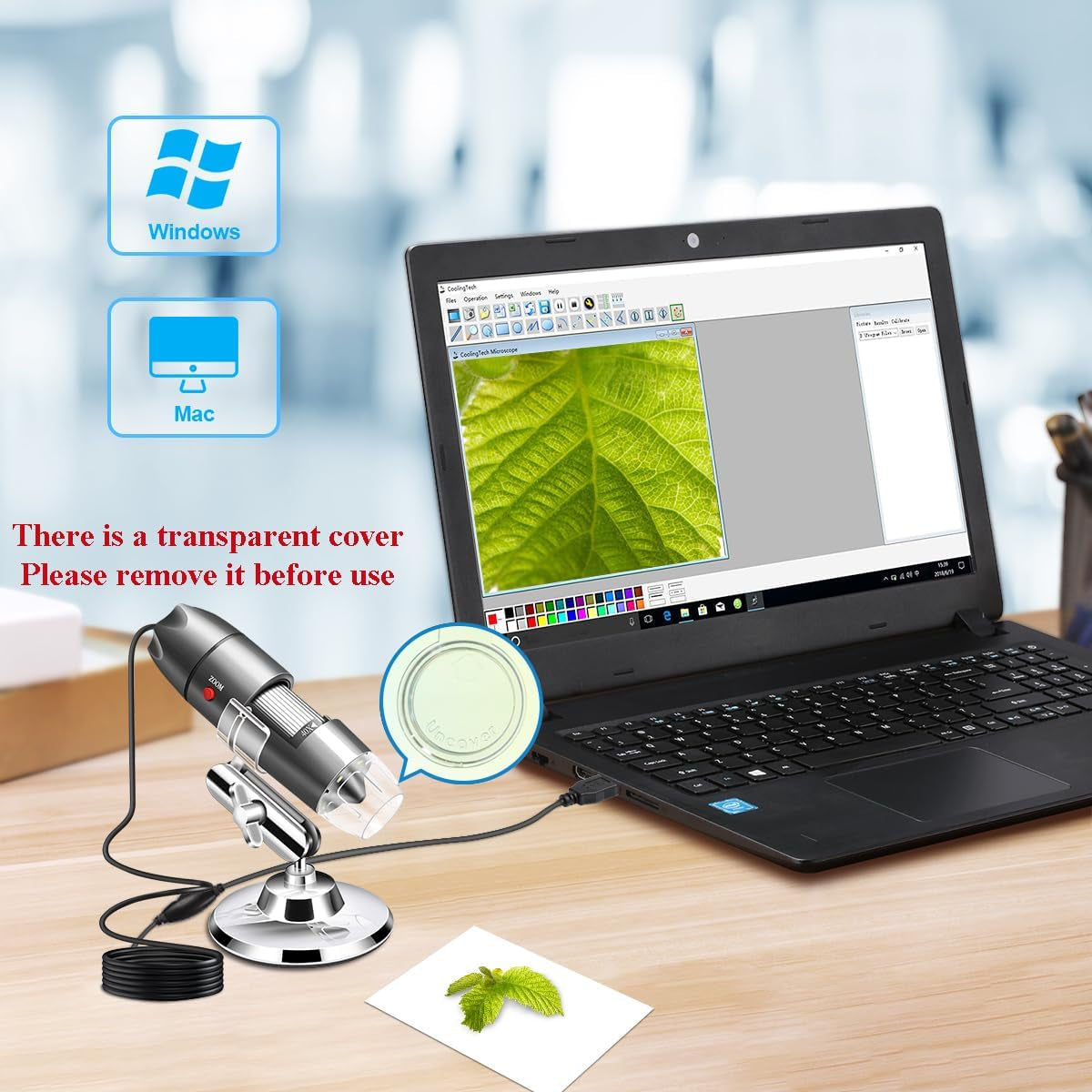 USB Digital Microscope Camera - 40X to 1000X Magnification, Metal Stand, Carrying Case - Android, Windows, Linux, and Mac