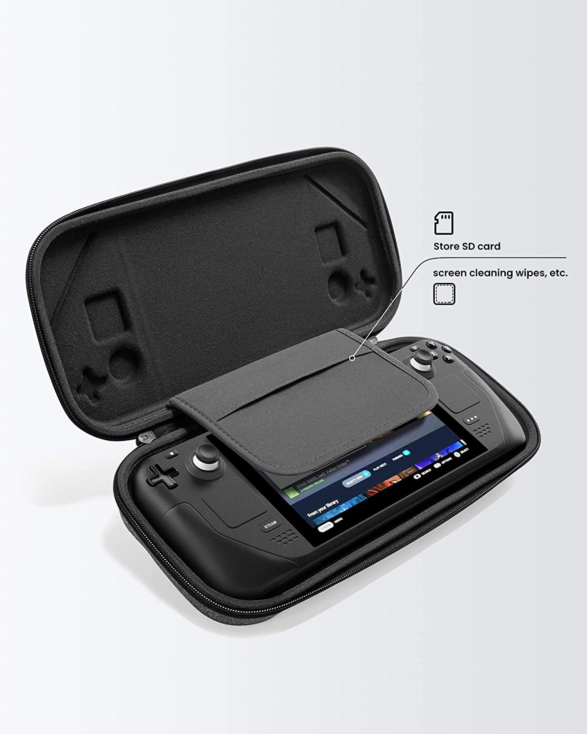 Protective Hard Carrying Case for Steam Deck Console and Accessories - Shockproof and Travel-Friendly Gray Bag