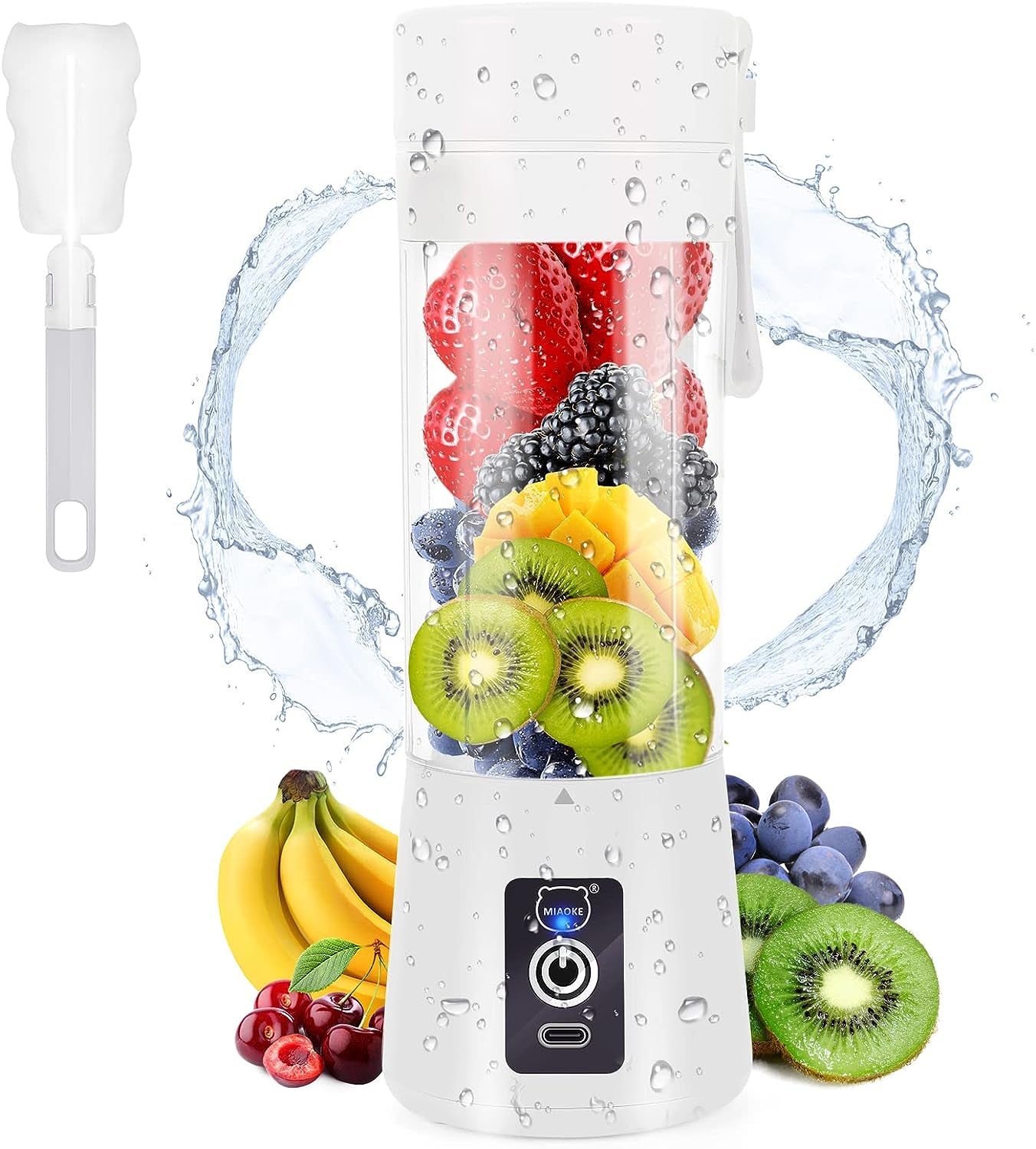 Portable USB Rechargeable Personal Blender with 3D Six-Blade Technology for Smoothies - White