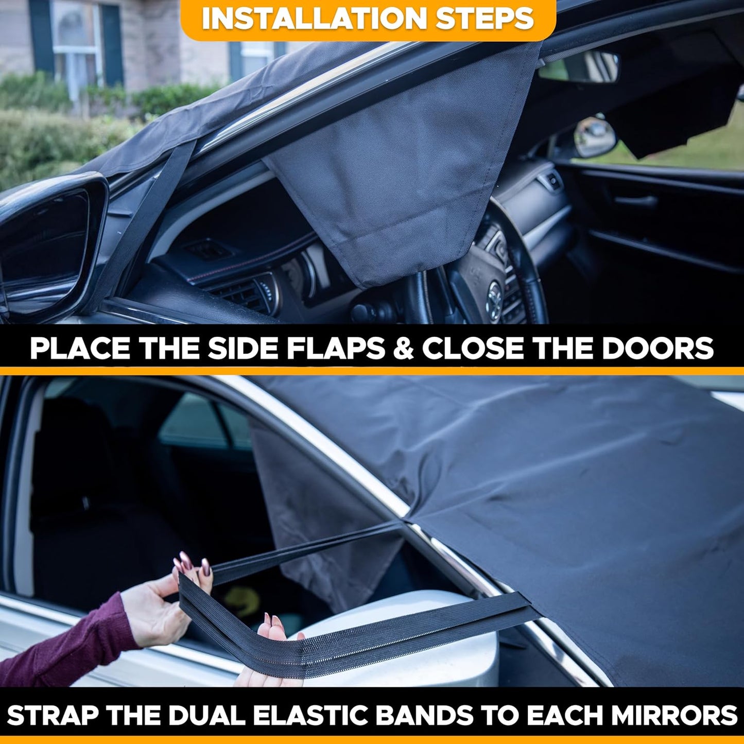 Windshield Cover for Ice and Snow | Enhanced 600D Oxford Fabric | Durable | Standard Size (69 X 42 Inches)