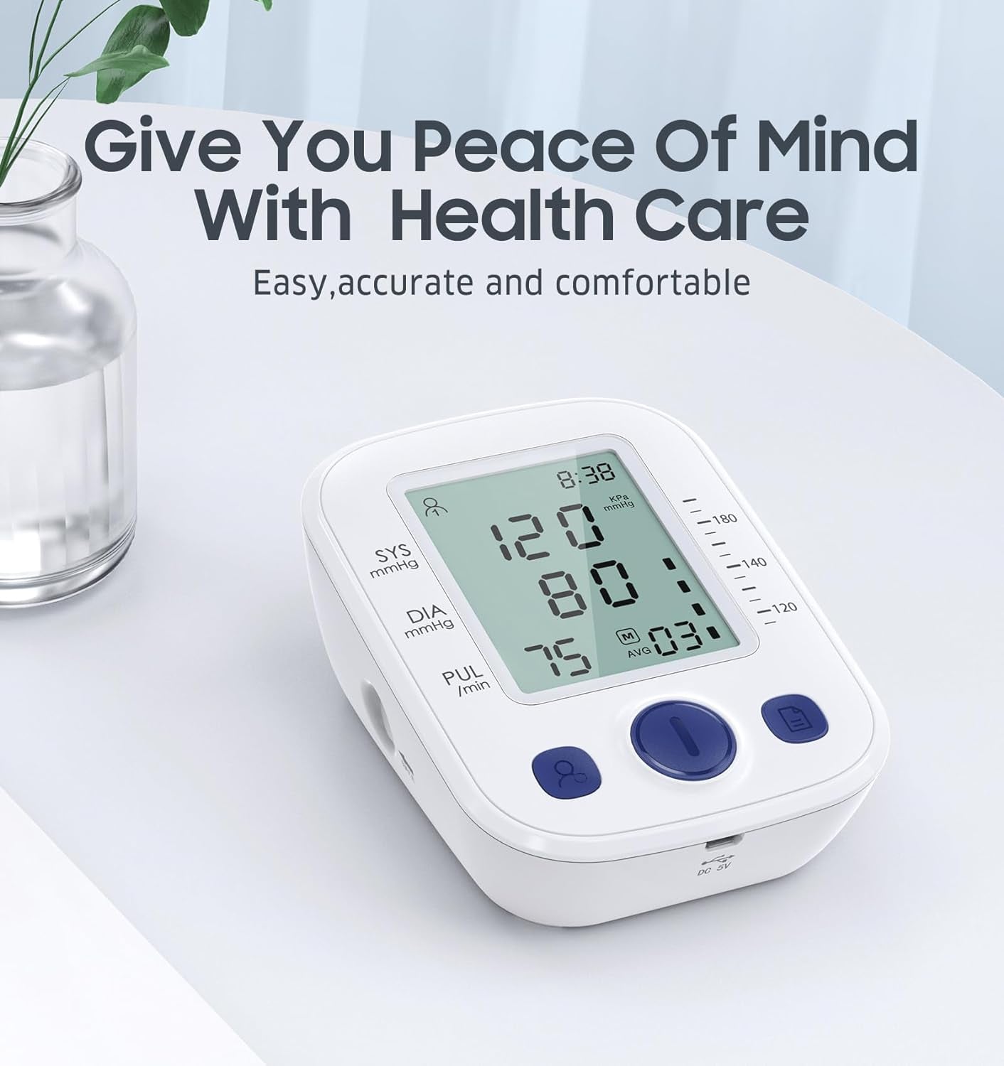 Automatic Blood Pressure Monitor for Home Use with 2x99 Memory, LCD Display, and Large Upper Arm Cuff (22-42 cm)