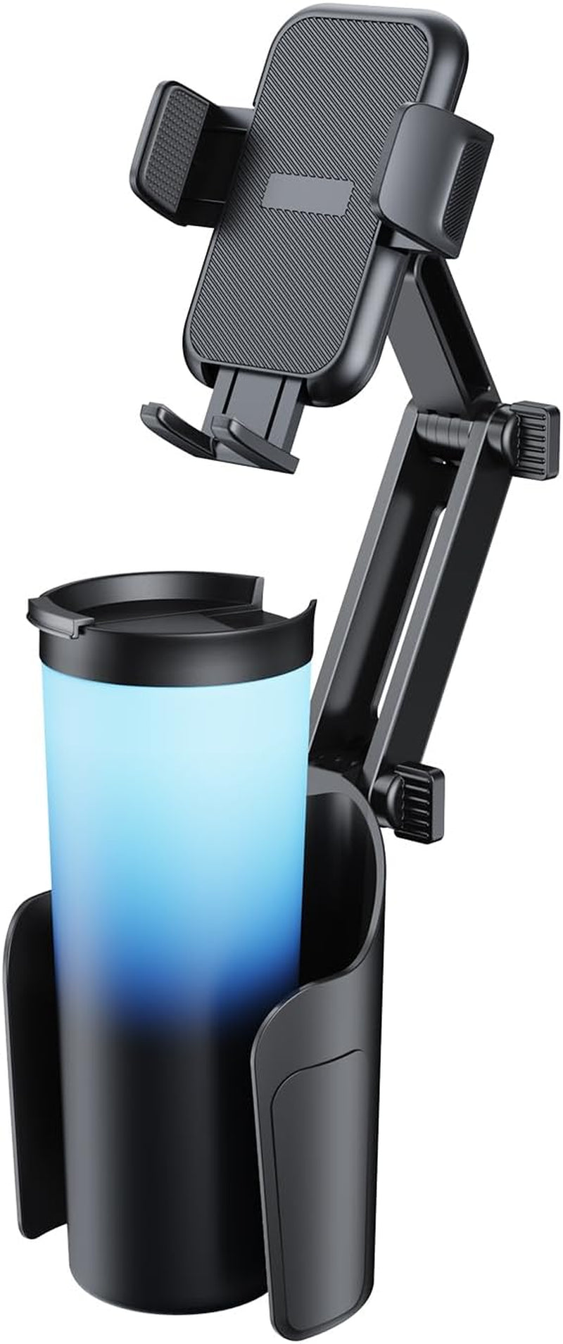 Adjustable 2-in-1 Cup Holder Phone Mount for Car - Universal Cradle for iPhone, Samsung, Google, and All Smartphones (Black)