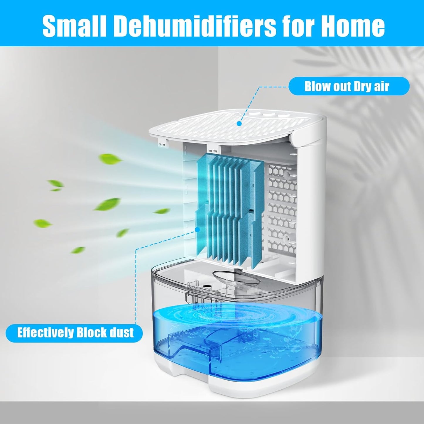 35Oz Dehumidifier for Bedrooms and Small Spaces, 2500 Cubic Feet (350 Sq Ft) Capacity, Ultra Quiet Operation with Auto Shut-Off, White