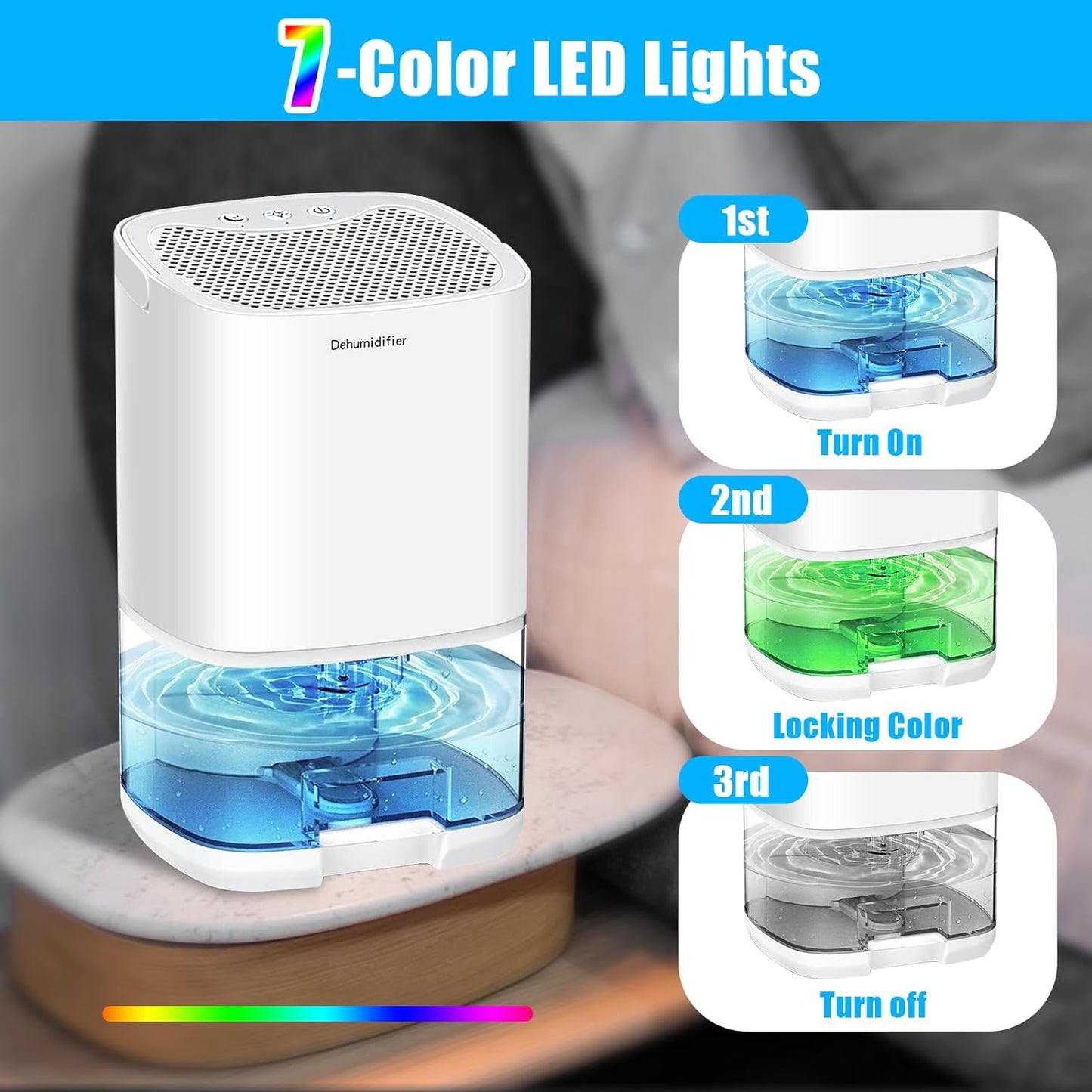 35Oz Dehumidifier for Bedrooms and Small Spaces, 2500 Cubic Feet (350 Sq Ft) Capacity, Ultra Quiet Operation with Auto Shut-Off, White