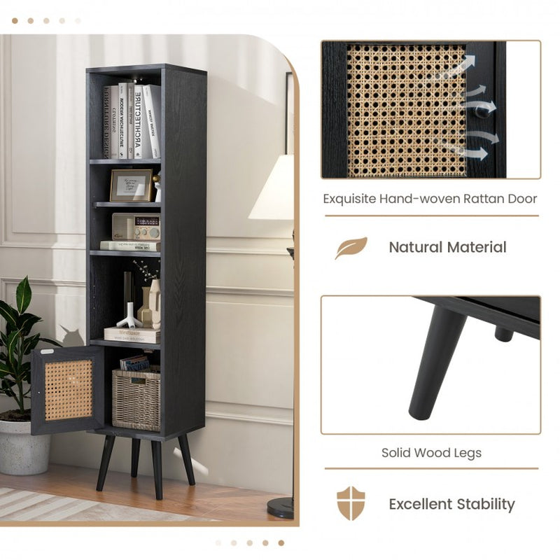 Four-Tier Slim Design Rattan Storage Cabinet