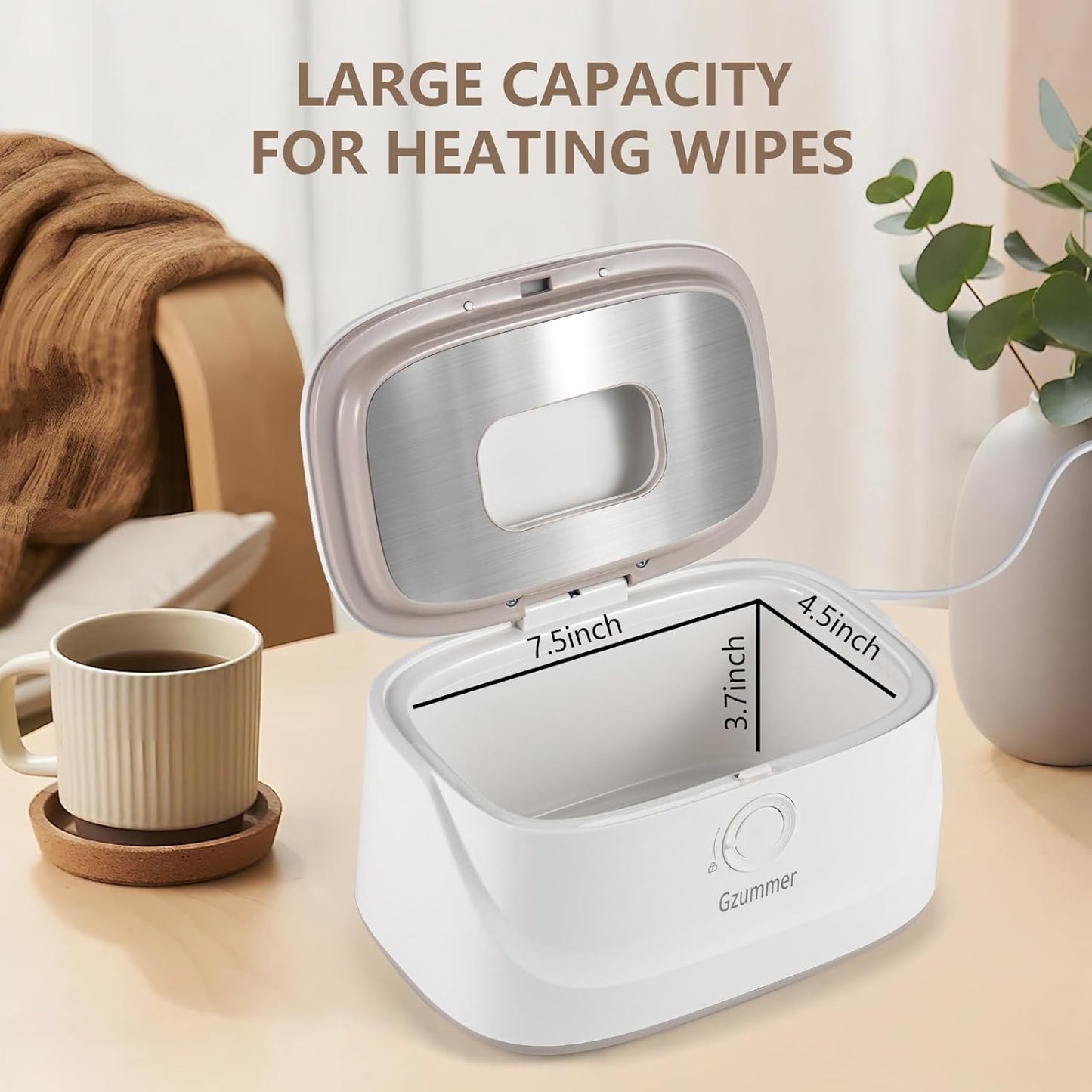 Baby Wipe Warmer - Spring Child Lock Design, Large Capacity Dispenser, Rapid Heating, Temperature Control, Night Light