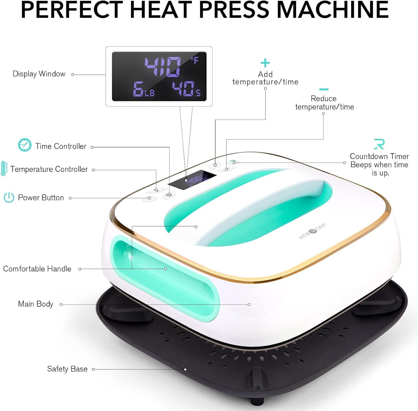 Heat Press Machine for T-Shirts, Portable Heat Press 10"X10", Iron Press for Sublimation HTV Vinyl, Heating Transfer Projects