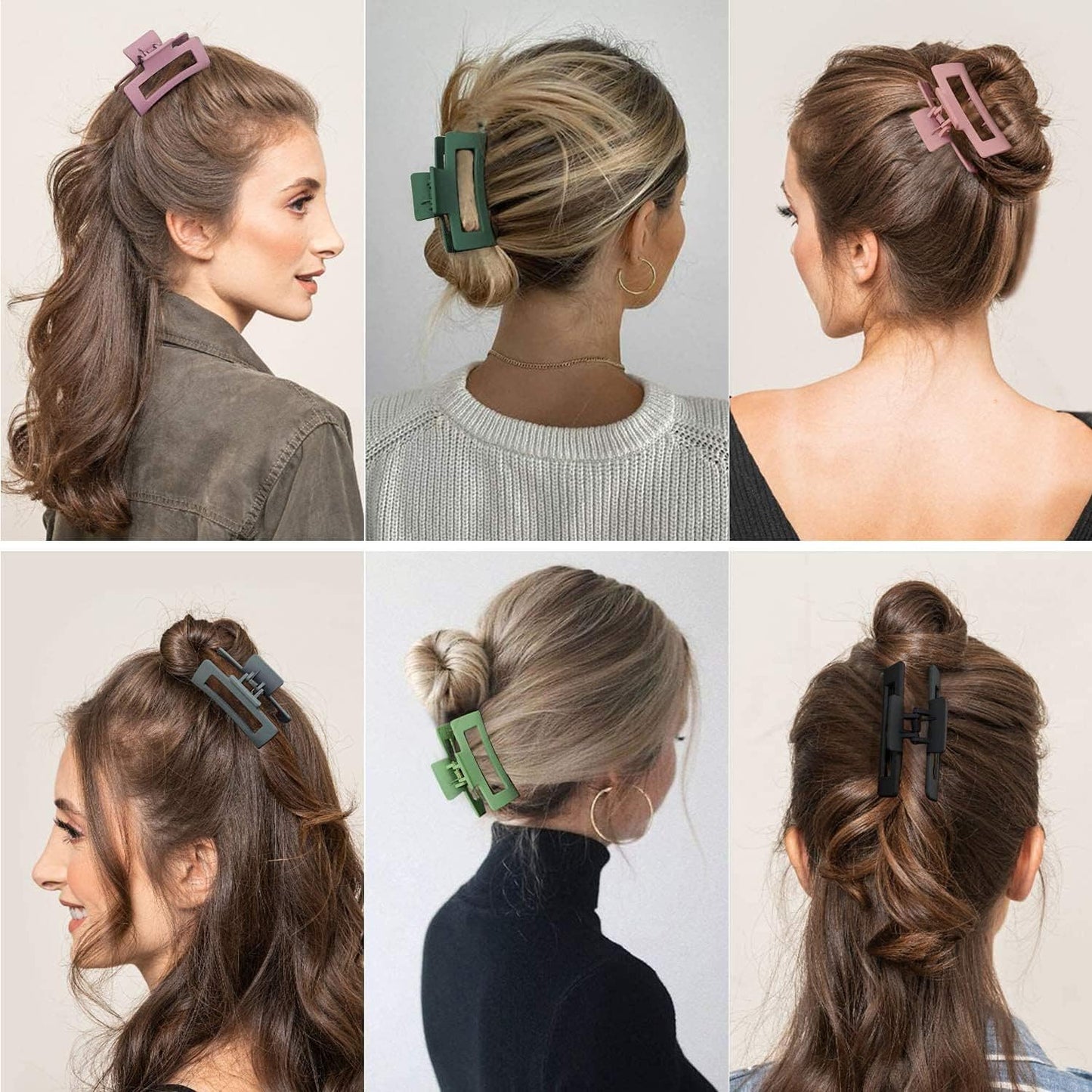 Set of 5 Non-Slip Large Hair Claw Clips for Strong Hold - Fashionable Hair Styling Accessories for Women