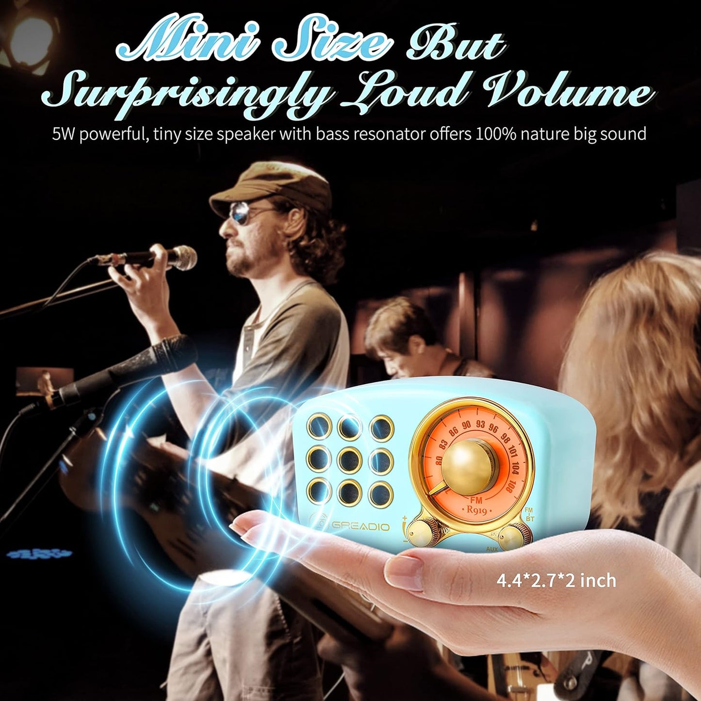 Vintage-Inspired Bluetooth Speaker with FM Radio, Enhanced Bass, High Volume, Bluetooth 5.0 Connectivity, TF Card and MP3 Player