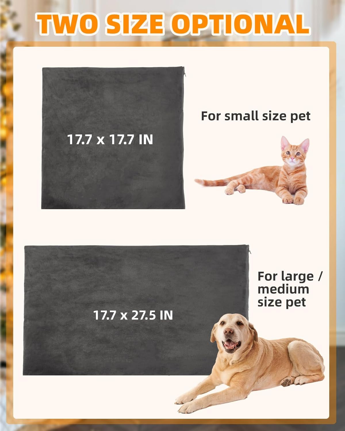 Pet Heating Pad for Dogs and Cats - Adjustable Temperature 30-60°C, 13 Timer Settings, Electric Warming Mat with Chew-Resistant 6Ft Cord, 18”x18” Size