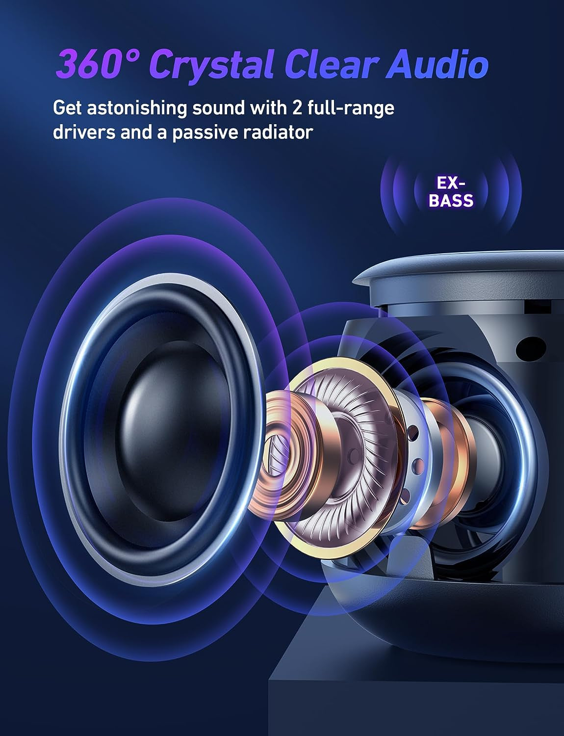 Bluetooth Speaker with IPX5 Waterproof Rating, Bluetooth 5.3, RGB Lighting, Stereo Sound and Enhanced Bass