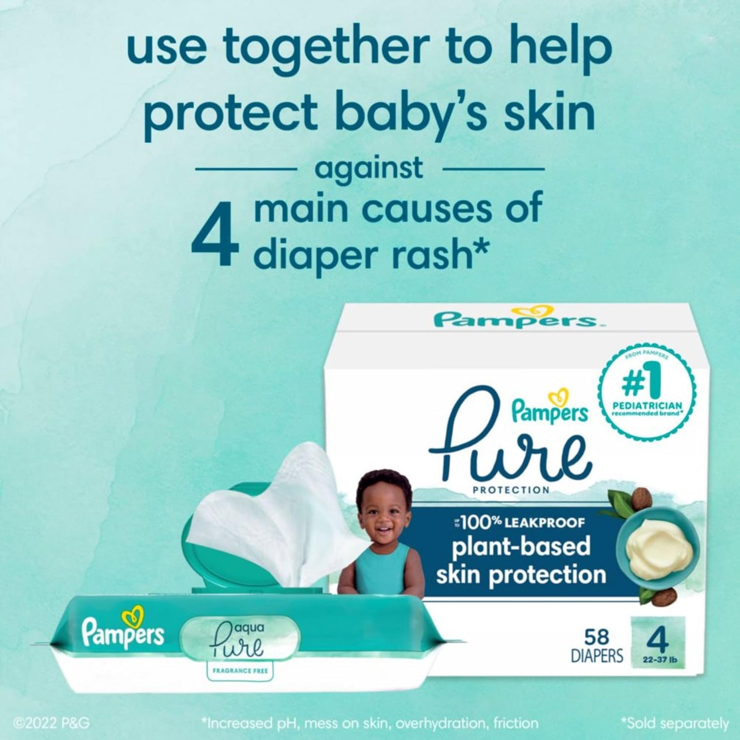 Aqua Pure Sensitive Baby Wipes 6X Pop-Top 336 Count