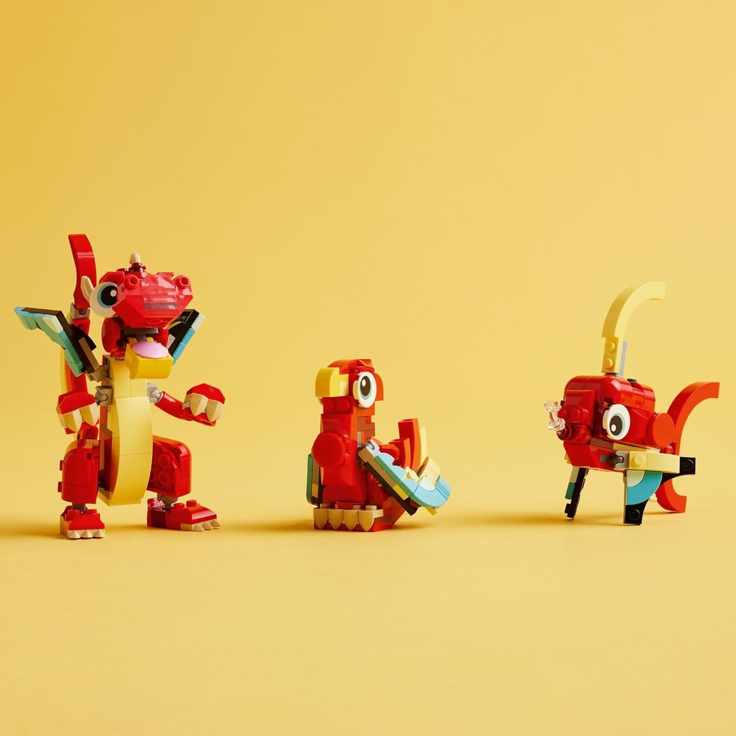 3-in-1 Transforming Red Dragon Toy Set - Converts to Fish and Phoenix, Ages 6+, Animal Toy Collection